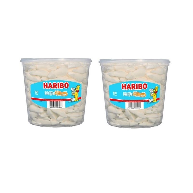 Image of 2 Packs Of Haribo White Mice, 150pcs, 1050g, White, Without Artificial Colorants.