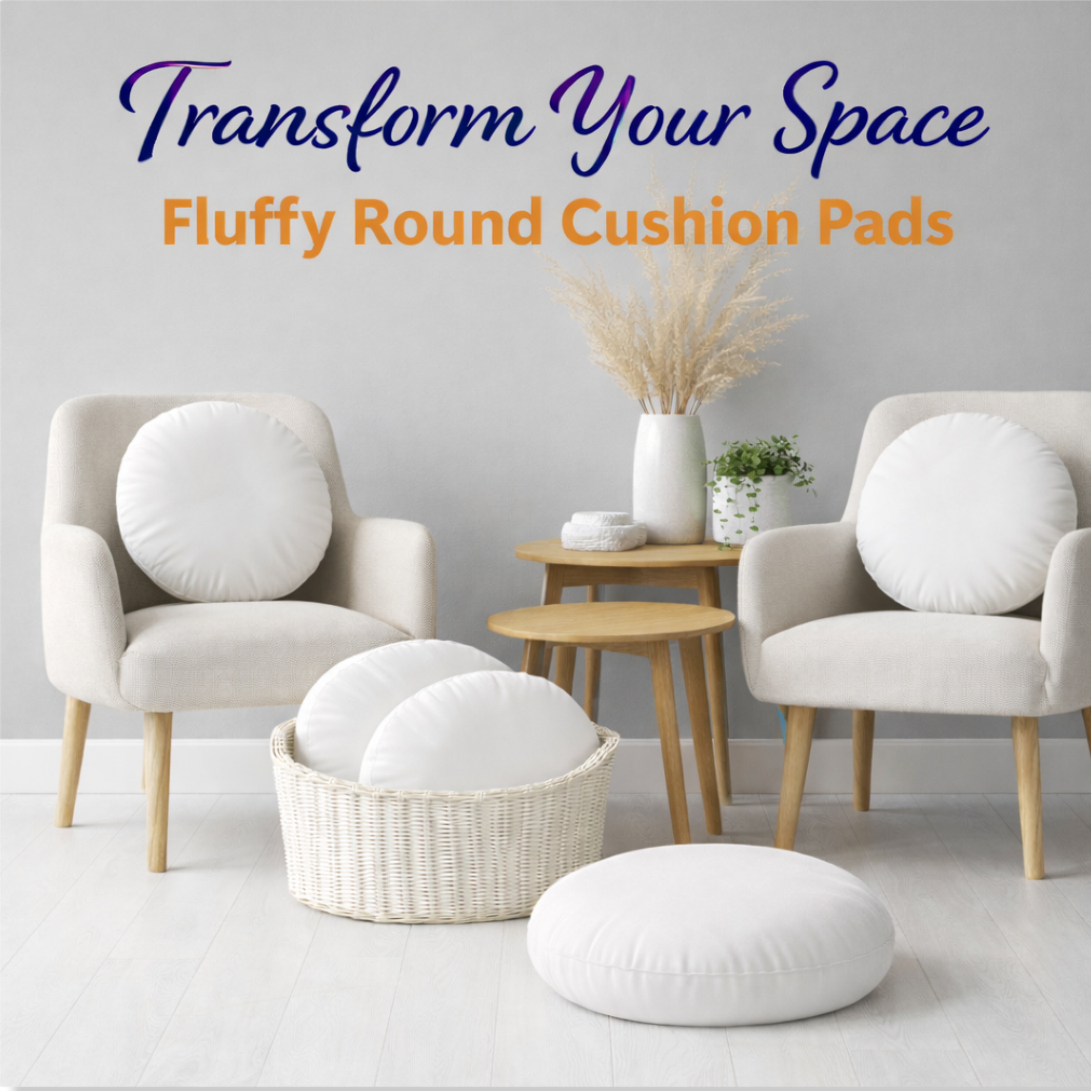 TEMU Ar Linens Hollowfiber Round Cushion Pads Inserts, Comfortable, Soft, Supportive, Cozy And Decorative Cushion Pad