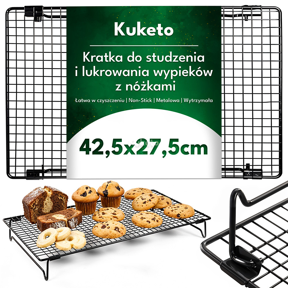 TEMU Grille de refroidissement - Court pour refroidir et les pâtisseries, 43X28 cm avec pieds pliants | Grille à pâtisserie en métal pour décorer les