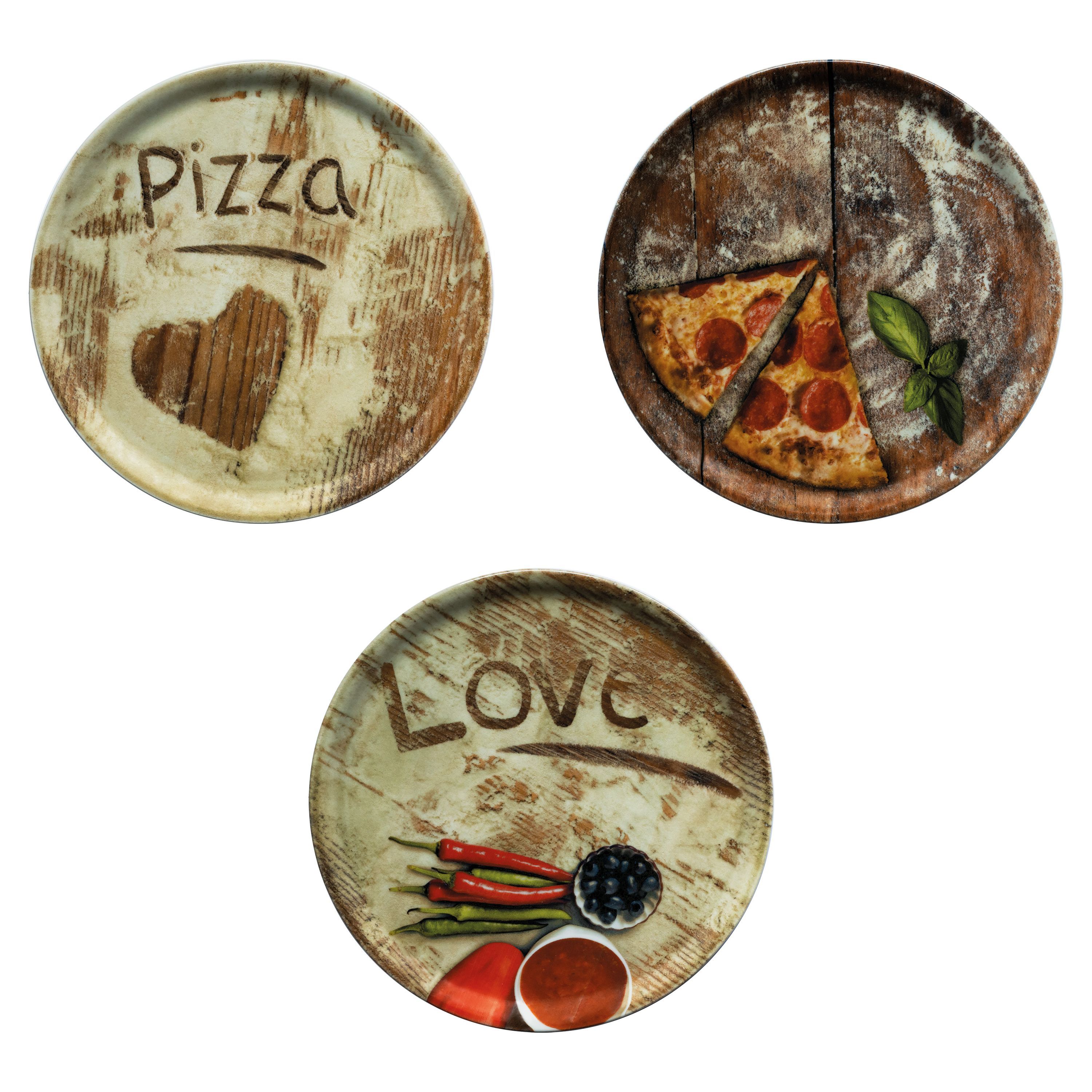 3er Set Pizzateller 31cm Flour 1x Olive + 1x + 1x Lieblingspizza