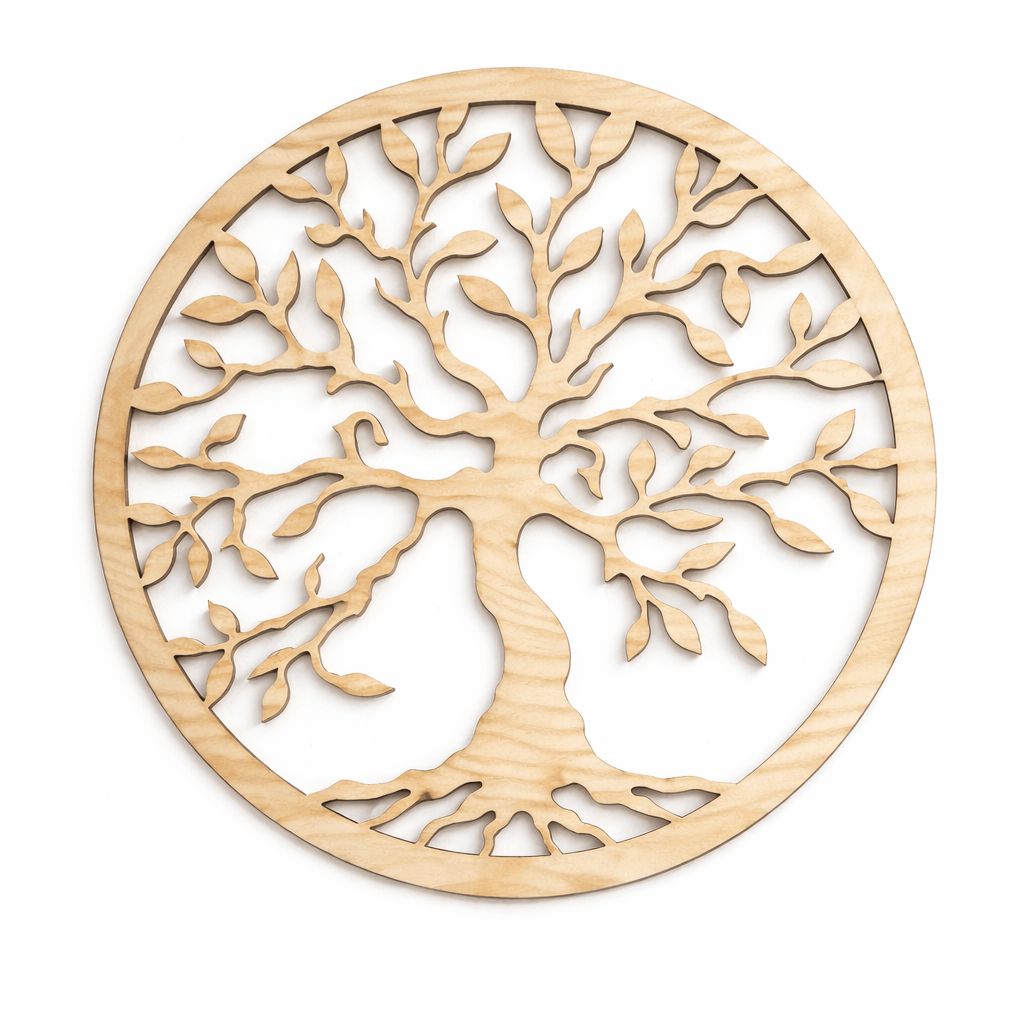 Image of Tree Of Life Wall Decoration Natural Wood Tree Wall Decoration Family Wall Art Geometric Ornaments Minimalist Wall Art Hanging Decoration