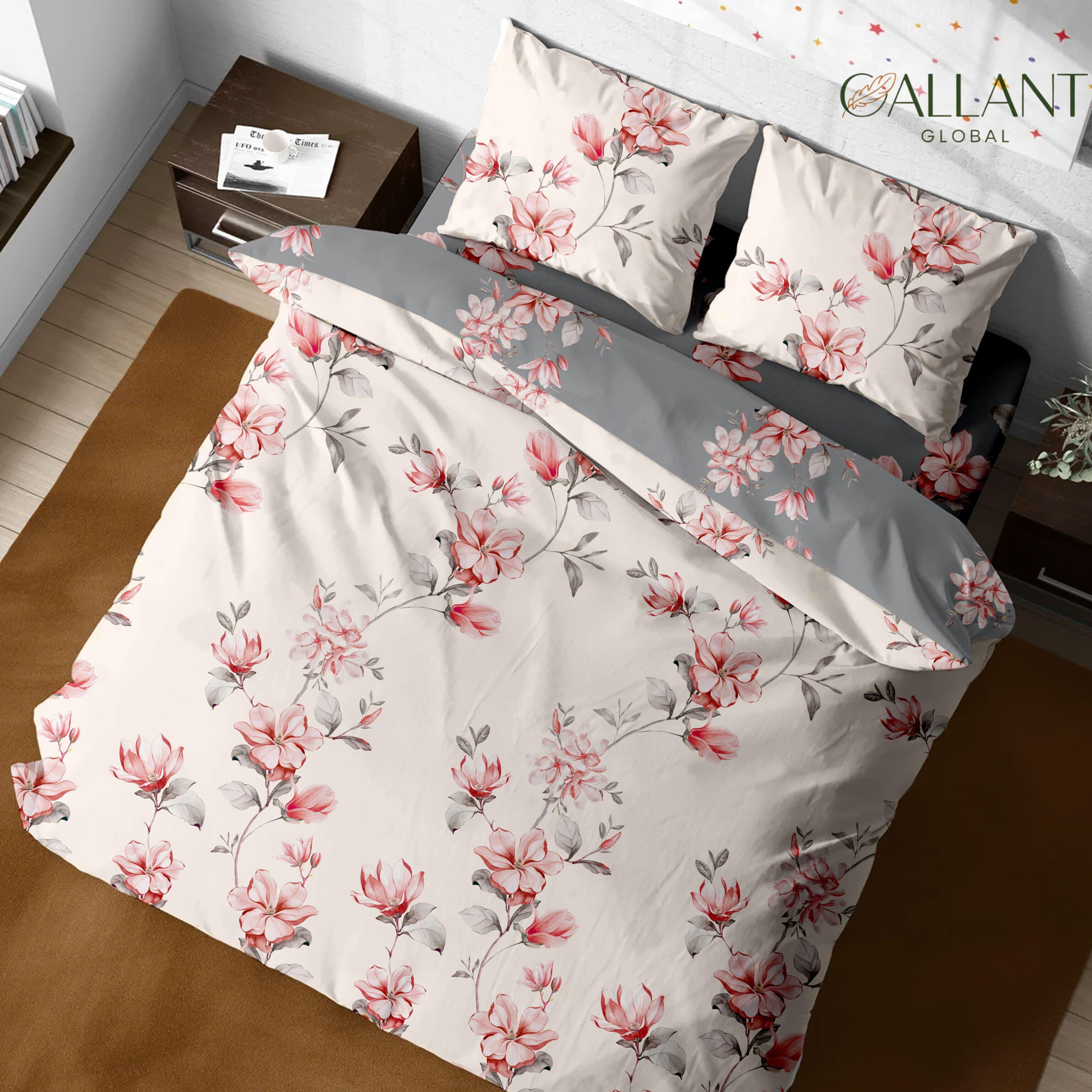 TEMU Printed Floral Duvet Sets 100% Microfiber Super Soft Bedding Sets Button Closure With 2 Pillowcase Reversible Multicolored Duvet Covers Set