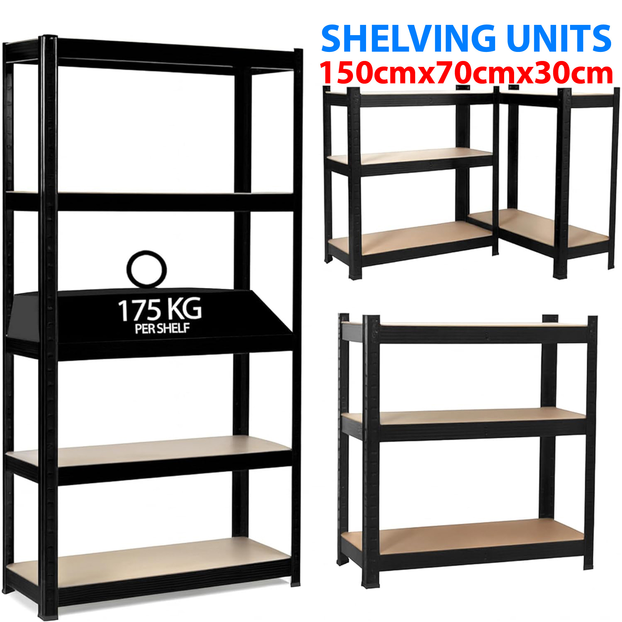 TEMU [5 Tier Boltless Shelving Uni], Heavy Duty Garage Shelving Units 150cmx70cmx30xm Garages And Sheds Racking Storage Shelves Strong Metal Shelving