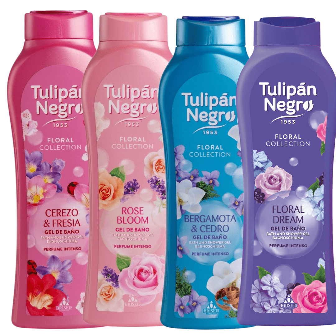 Image of Pack Of 4 Negro Bath Gels 650 Ml | Aromas: Cherry And + Rose Bloom + + Floral Dream