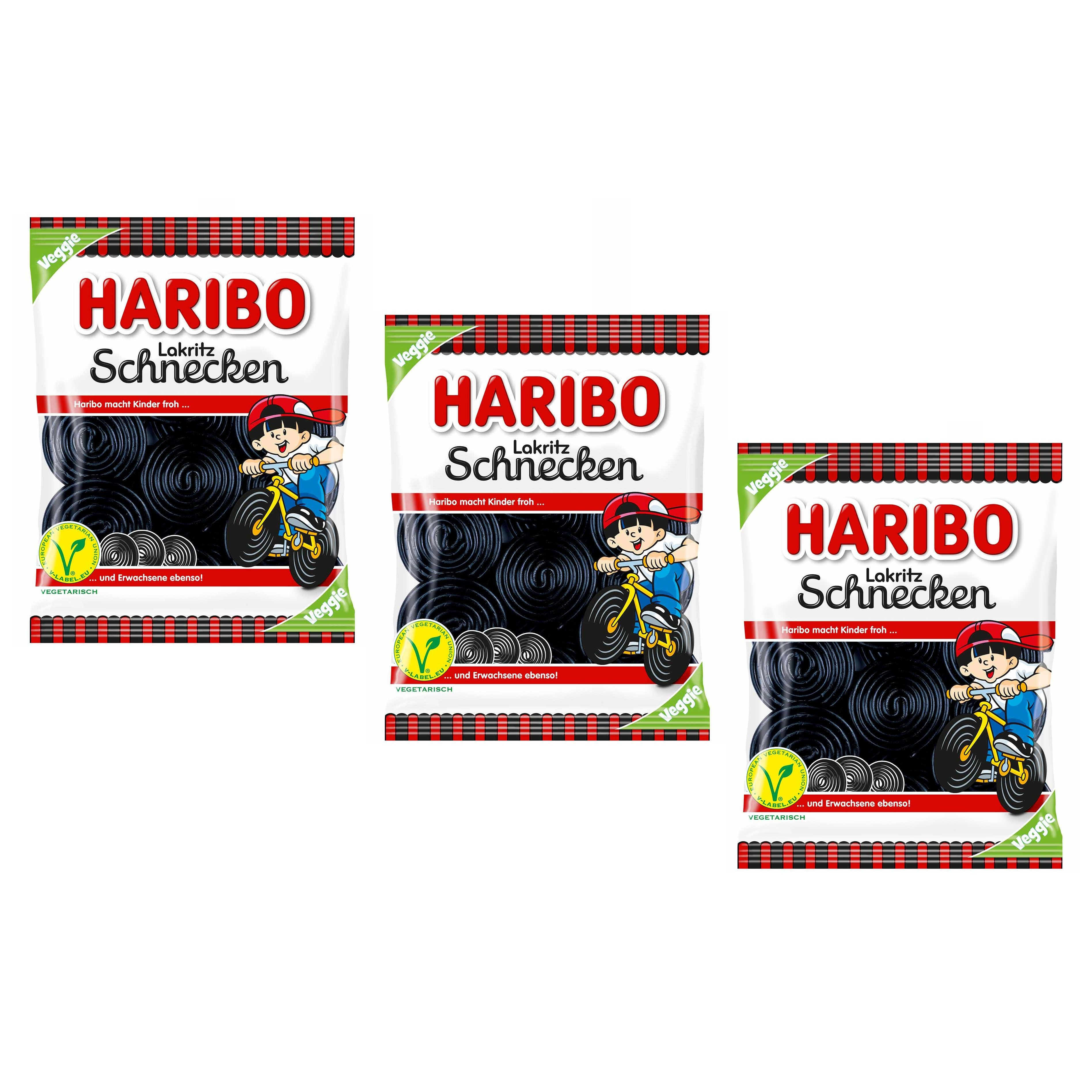 Haribo Licorice Snails, Vegetarian, 3 X 175g