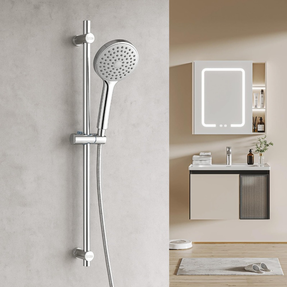 Image of 78 Cm Shower Lift Set, Shower Head Holder Made Of Stainless Steel, Wall-mounted, Silvery-colored Finish, Suitable For Bathrooms At Home, Smooth Operation.