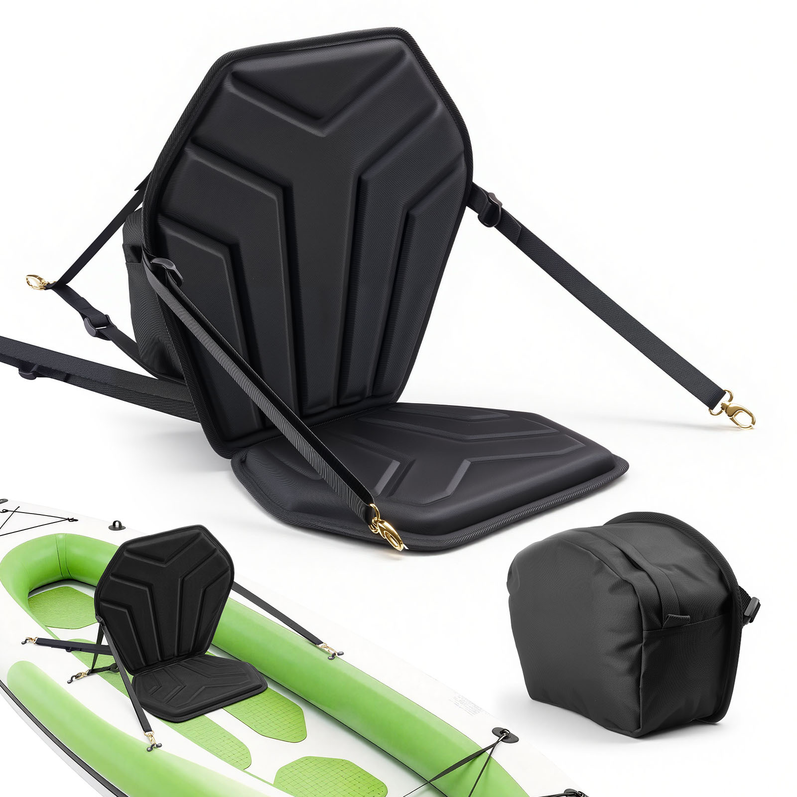 Image of Vevor Kayak Seat, 1 Pack 31 Mm Thick, Universal Paddle Board Seat With Back Support, Hexagonal Sit- Soft Padded Cushion With Storage Bag & Adjustable Straps For Sup, Fishing/inflatable Kayak