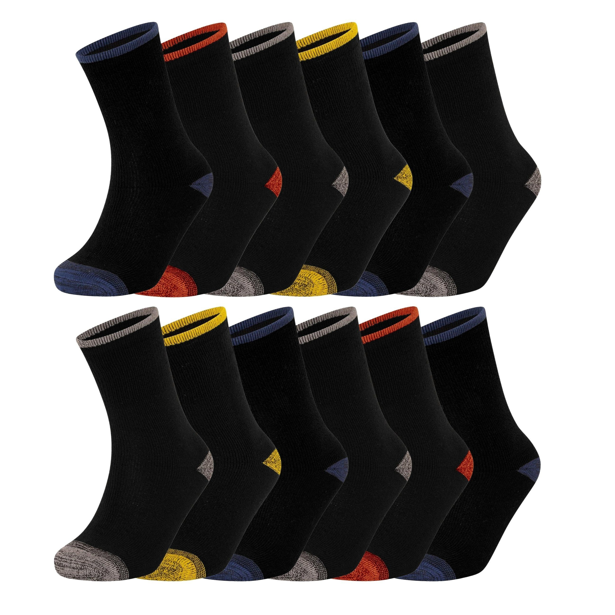 TEMU 12 Pairs Men Heavy Duty Reinforced Work Socks - Uk Size 6-11 - Breathable Resistant Design - Heavy Duty Reinforced Heel And Toe - Local Uk
