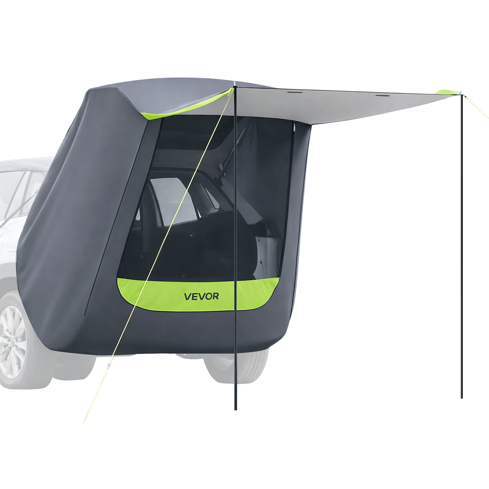 Image of Vevor Suv Tent With Shade Awning, Suv Tailgate Tent, Pu2000mm Car Rear Hatch Camping Tents, Portable Sun Shade Tailgate Shelter With Carrying Bag For Outdoor Hiking