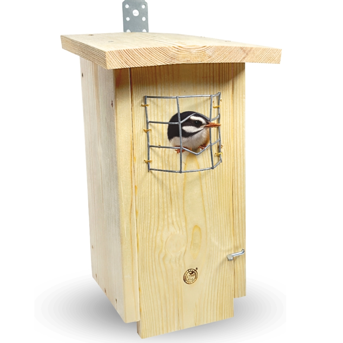 Image of Natural Nesting Box With 32mm Entry Hole – House For , , And Goldfinches, Weatherproof Wood, With Metal Hanger For Garden Hanging