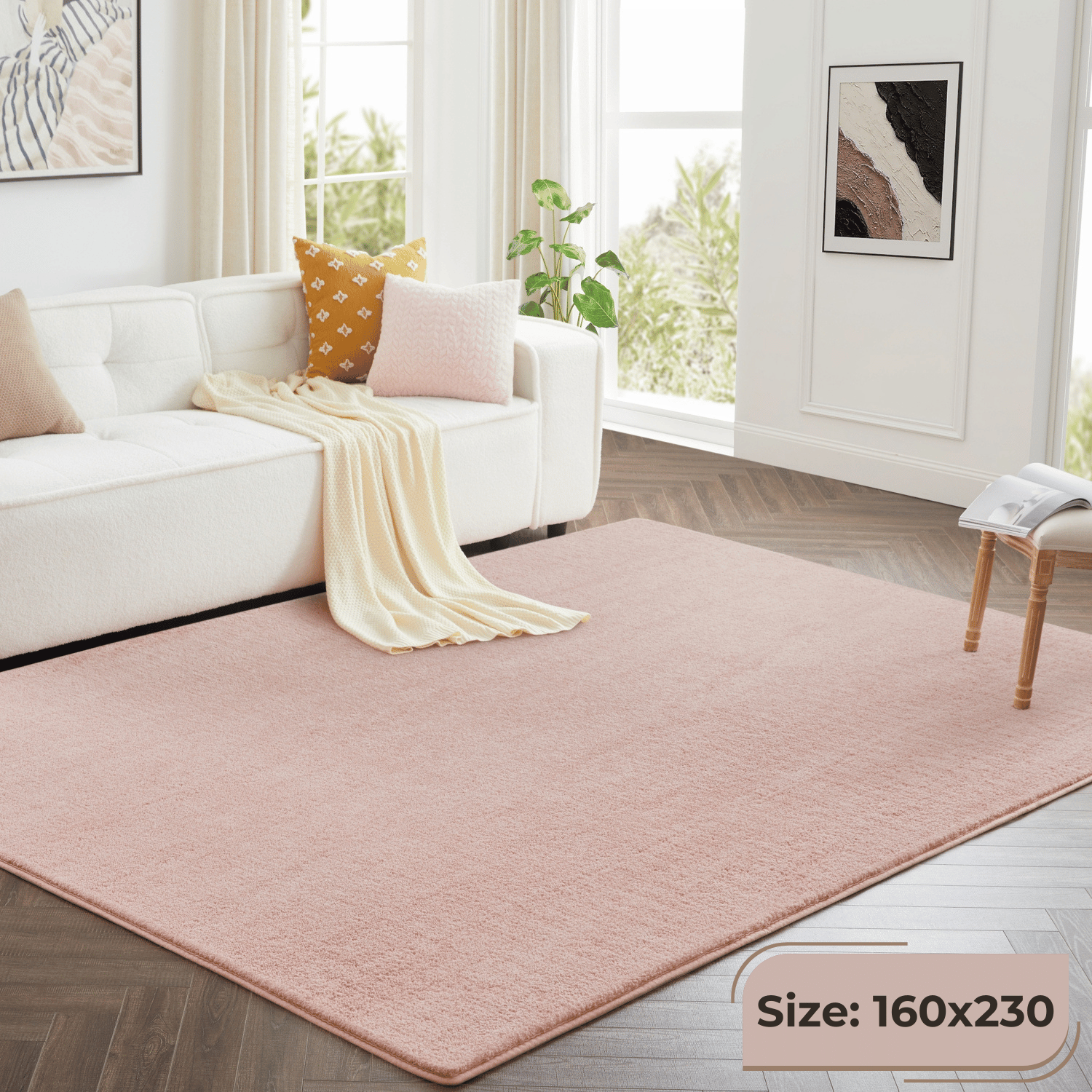 TEMU 1pc Pashmina Plush Shaggy Rug – Ultra Soft Large Living Room Carpet, Bedroom Area Rug, Soft Indoor Floor Mat For Home Decor, Dorm & Study Room
