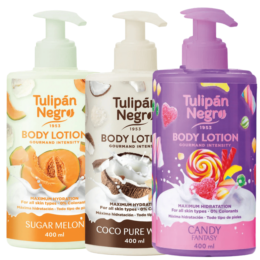 Image of Pack Of 3 Negro Body Lotions 400 Ml | Aromas: Melon, Candy, And Coconut. Deep Hydration, , And Sweet And Fresh Fragrances For Care, Negro, A Viral Brand And A .