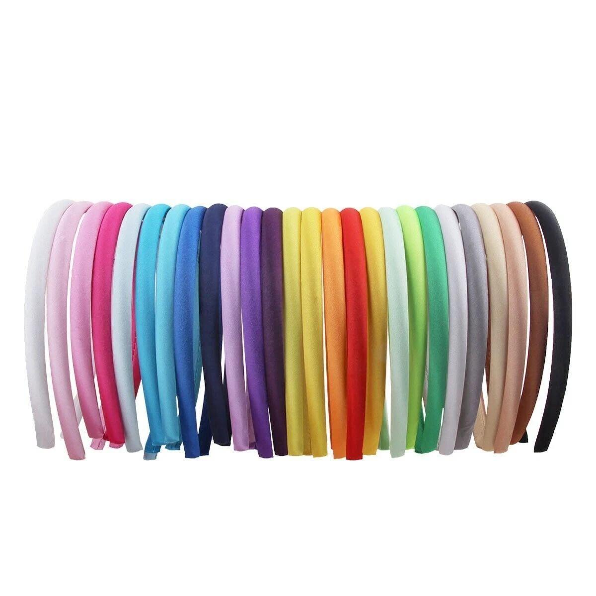 TEMU 10pcs Random Colour Girls Satin Alice Band Headband Hair Thin Women Ladies Bright Fabric Girls Solid Kids Random Colours