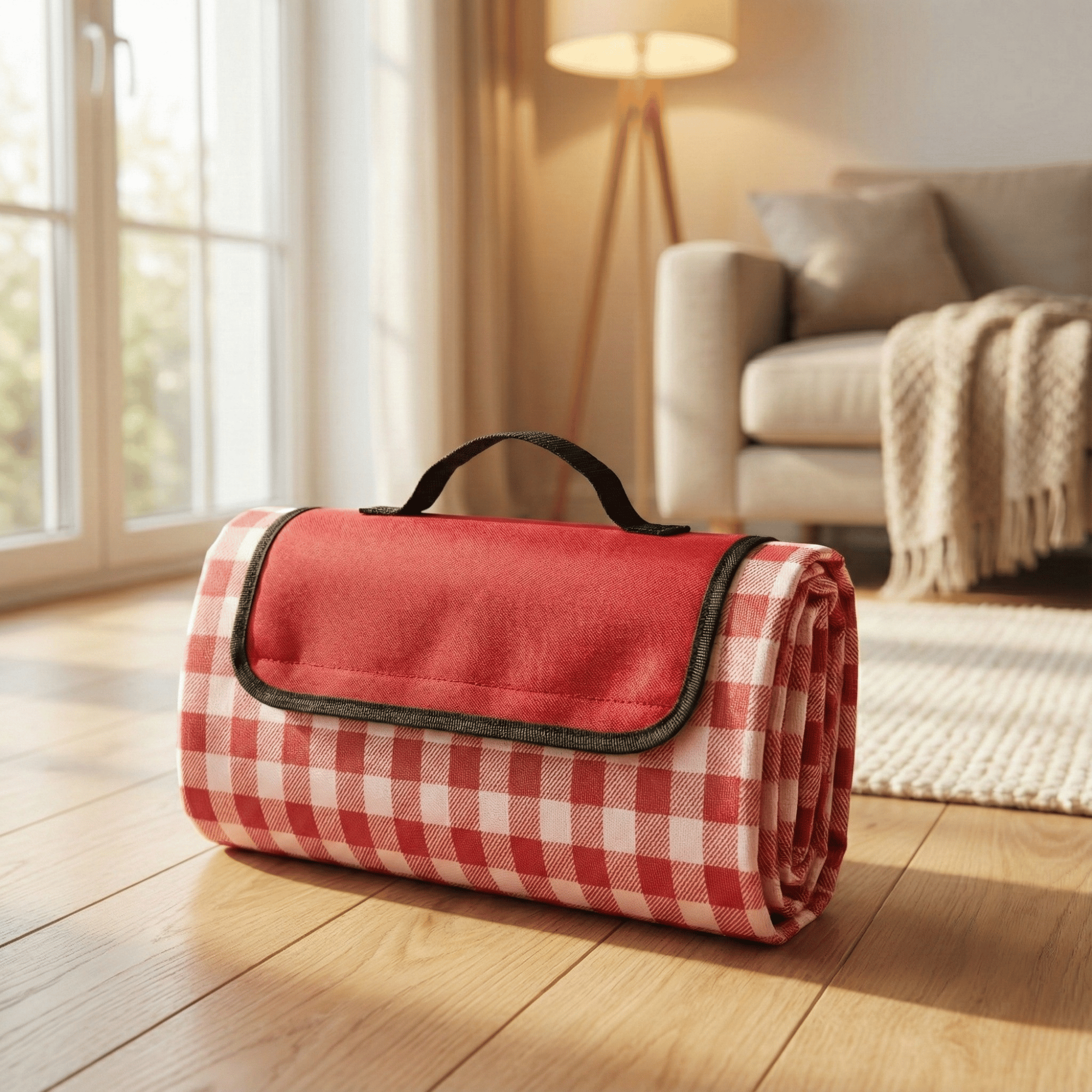 Large Waterproof Picnic Blanket 200x140cm, Foldable Outdoor Mat with Handle