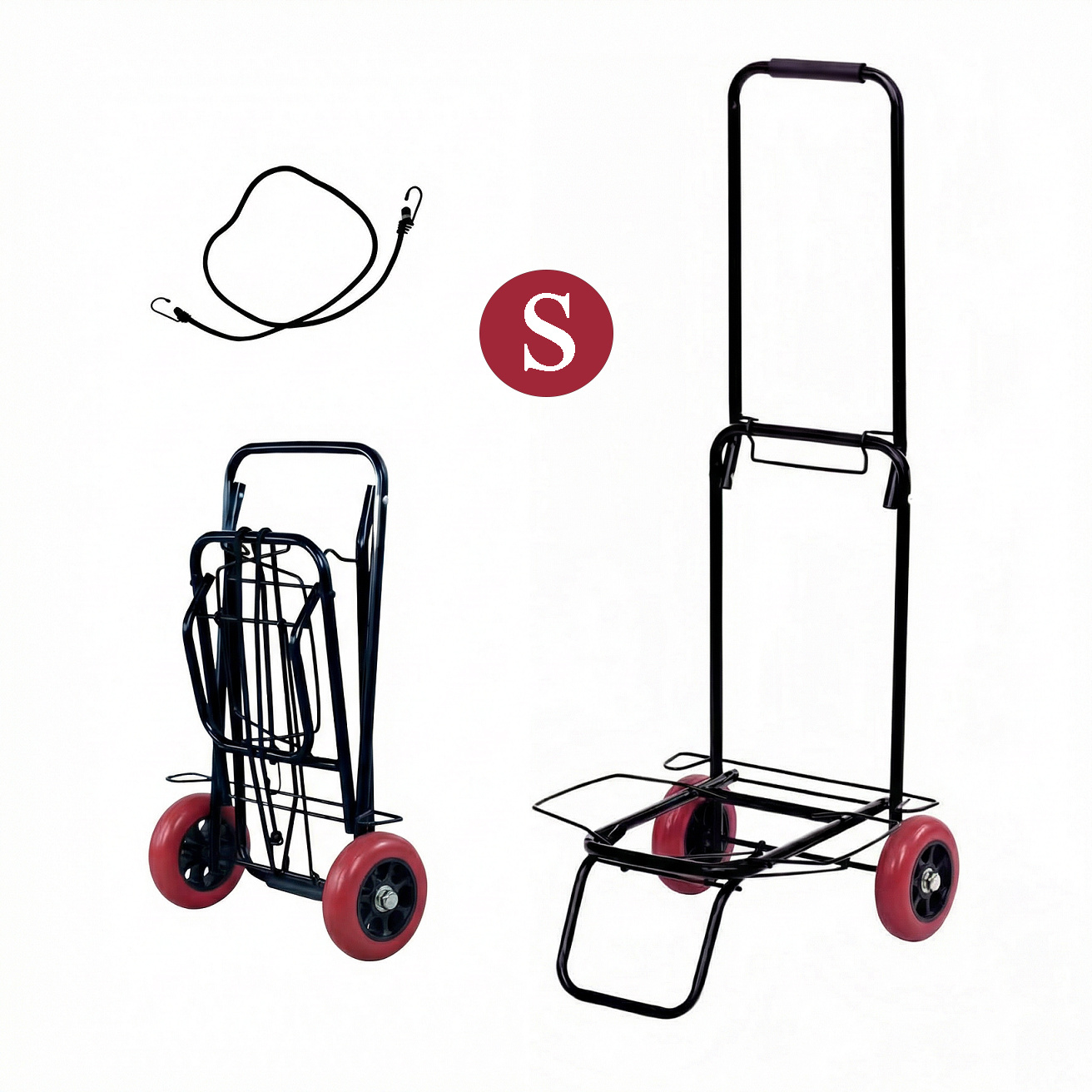 TEMU Plegable de Portátil con Cuerda, Carro de Compacto, Portátil con Ruedas de Goma Soporta 25kg/35kg para un Fácil Transporte en Viajes, Oficina y