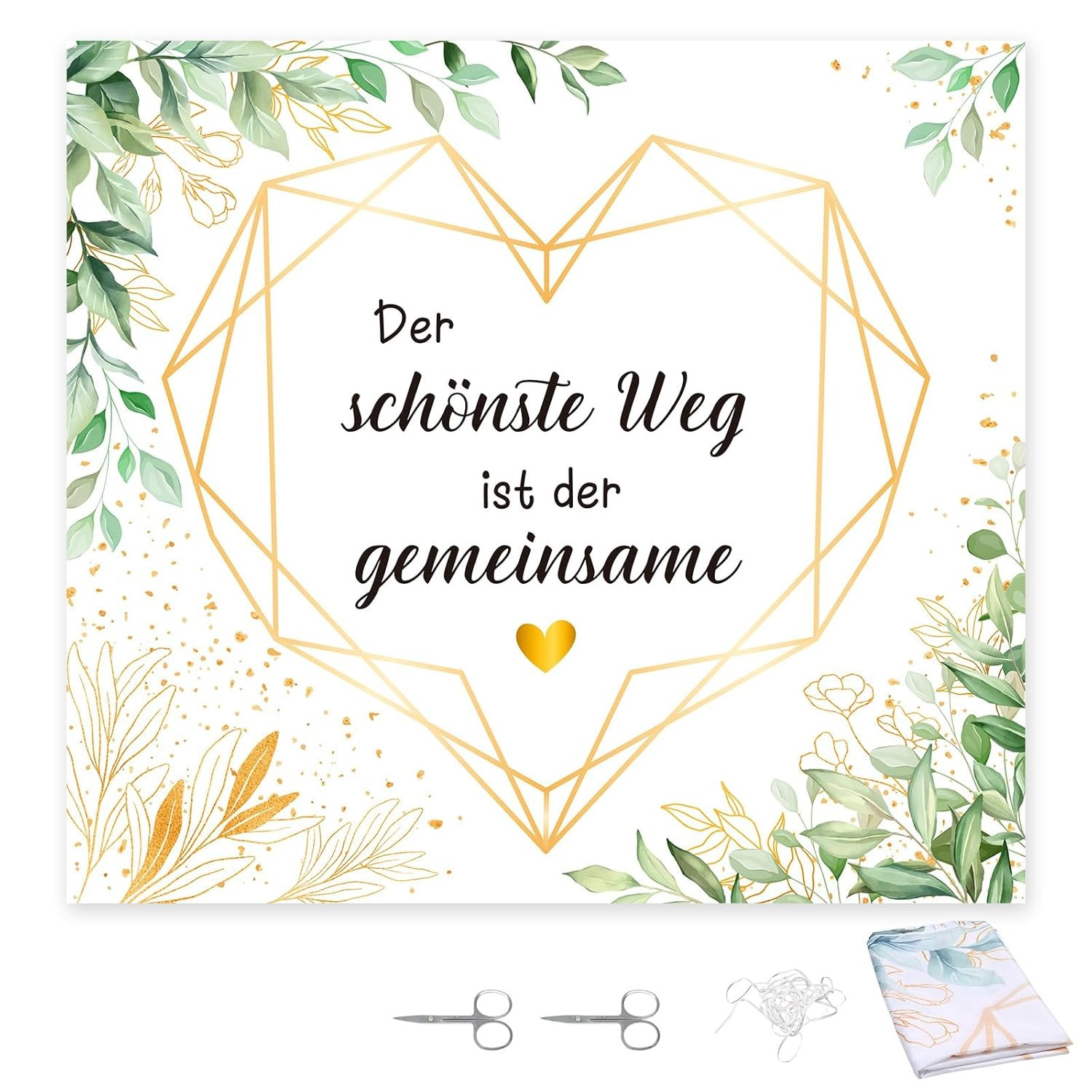 E-shop Partydekorationen & Zubehör - Hochzeitsherz zum Ausschneiden 200 x 180 cm Hochzeitsbogen mit 2 Scheren Bettlaken mit Herz Hochzeitsspiel