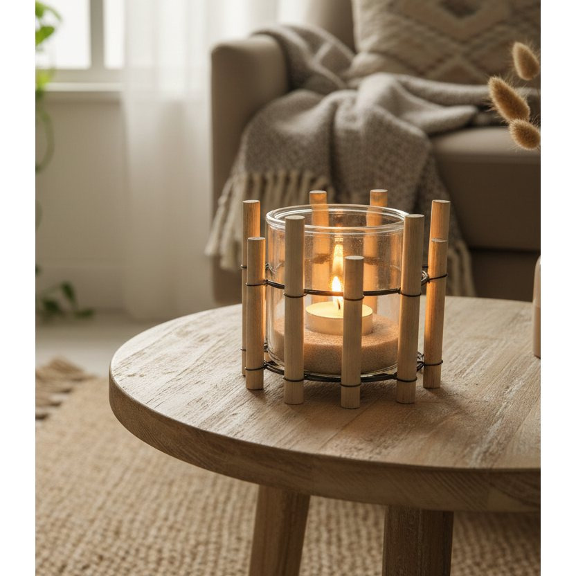 Boho Coastal Wind Lantern | Driftwood Tealight Holder In Shabby Chic | Maritime Decorative Highlight For