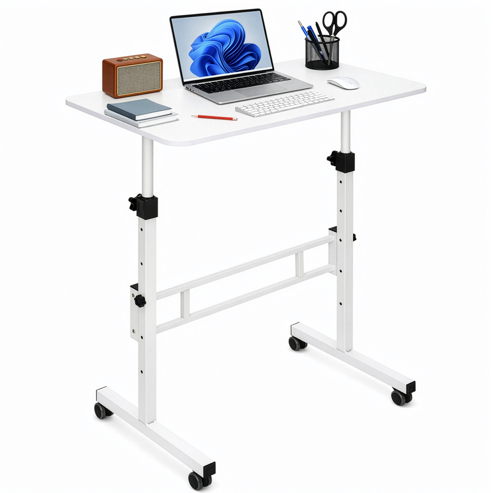 height adjustable standing desk 80x40cm mobile small desk portable home office computer desks with wheels modern   desks for bedroom living room office