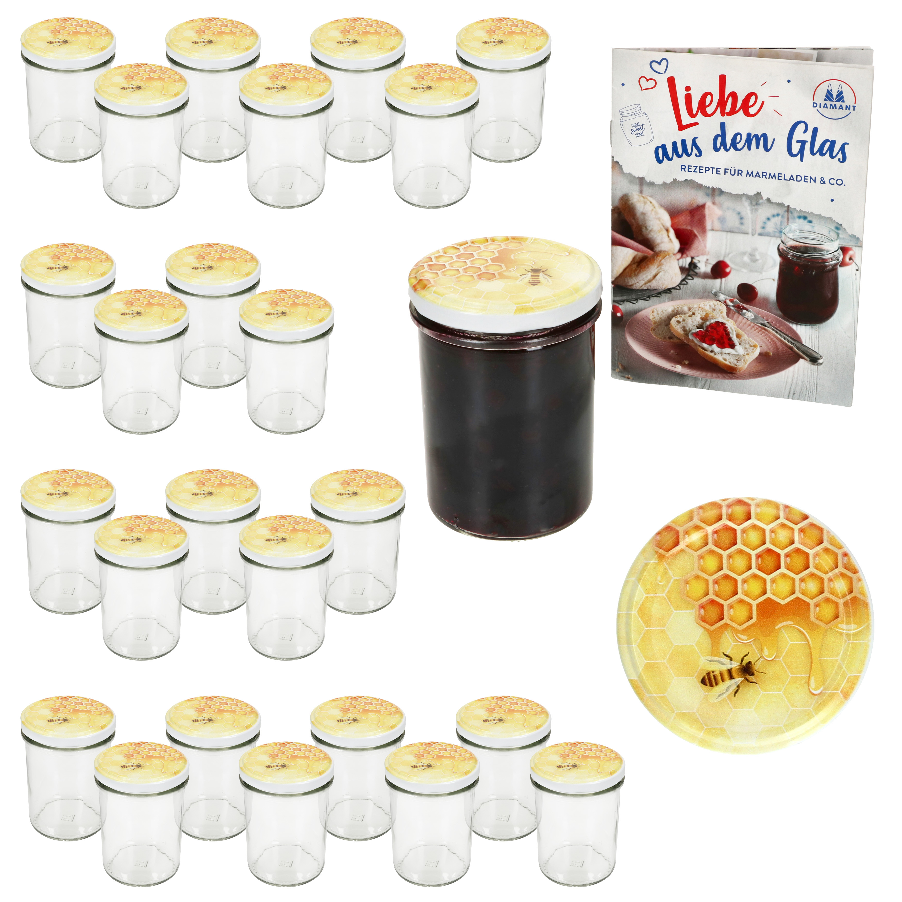 25pcs Set Of 230ml High Stackable Jars With Lids And Recipe Book For Preserving To66 Honey