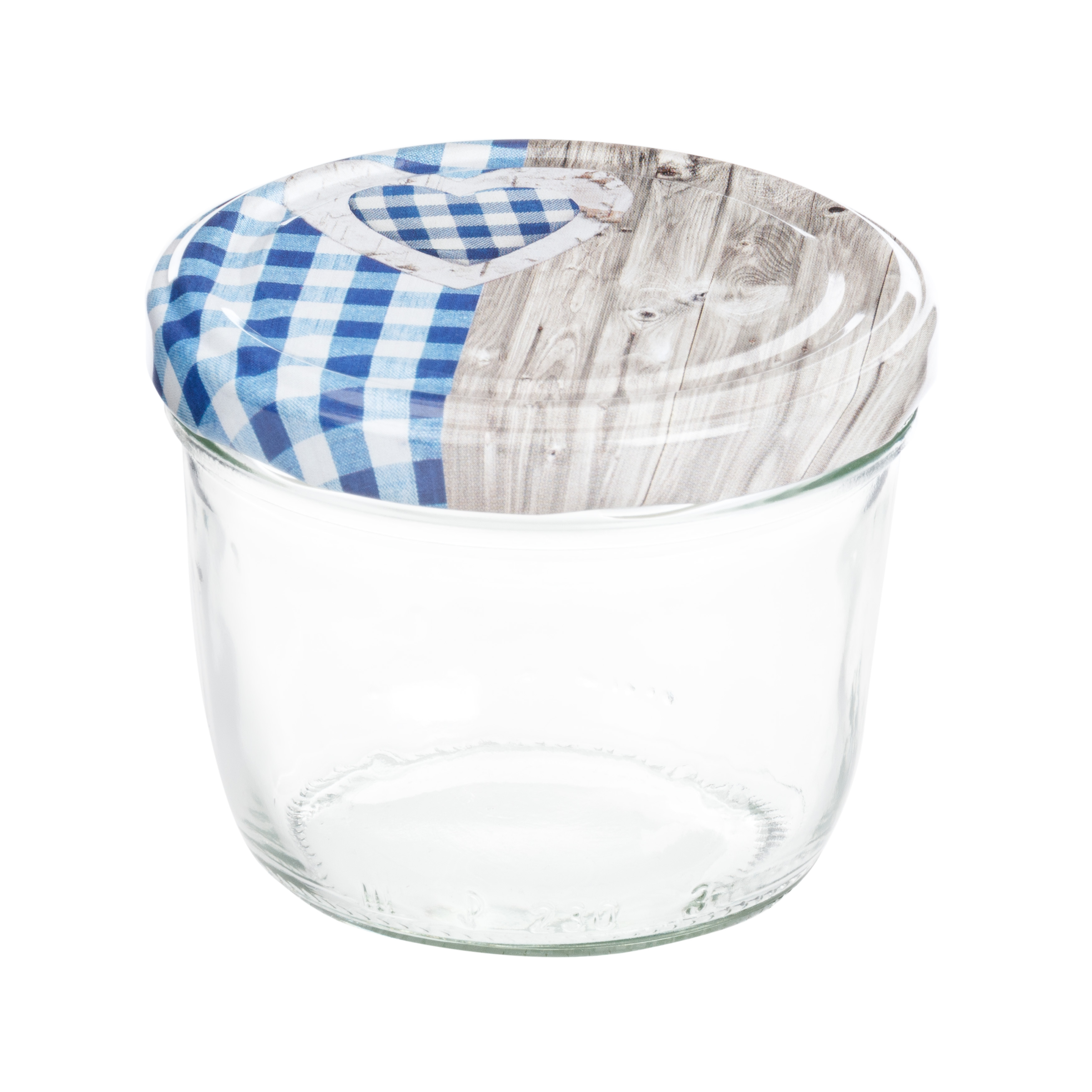 100 Tumblers 230 Ml Lid Blue Checked Preserving Jar Glass