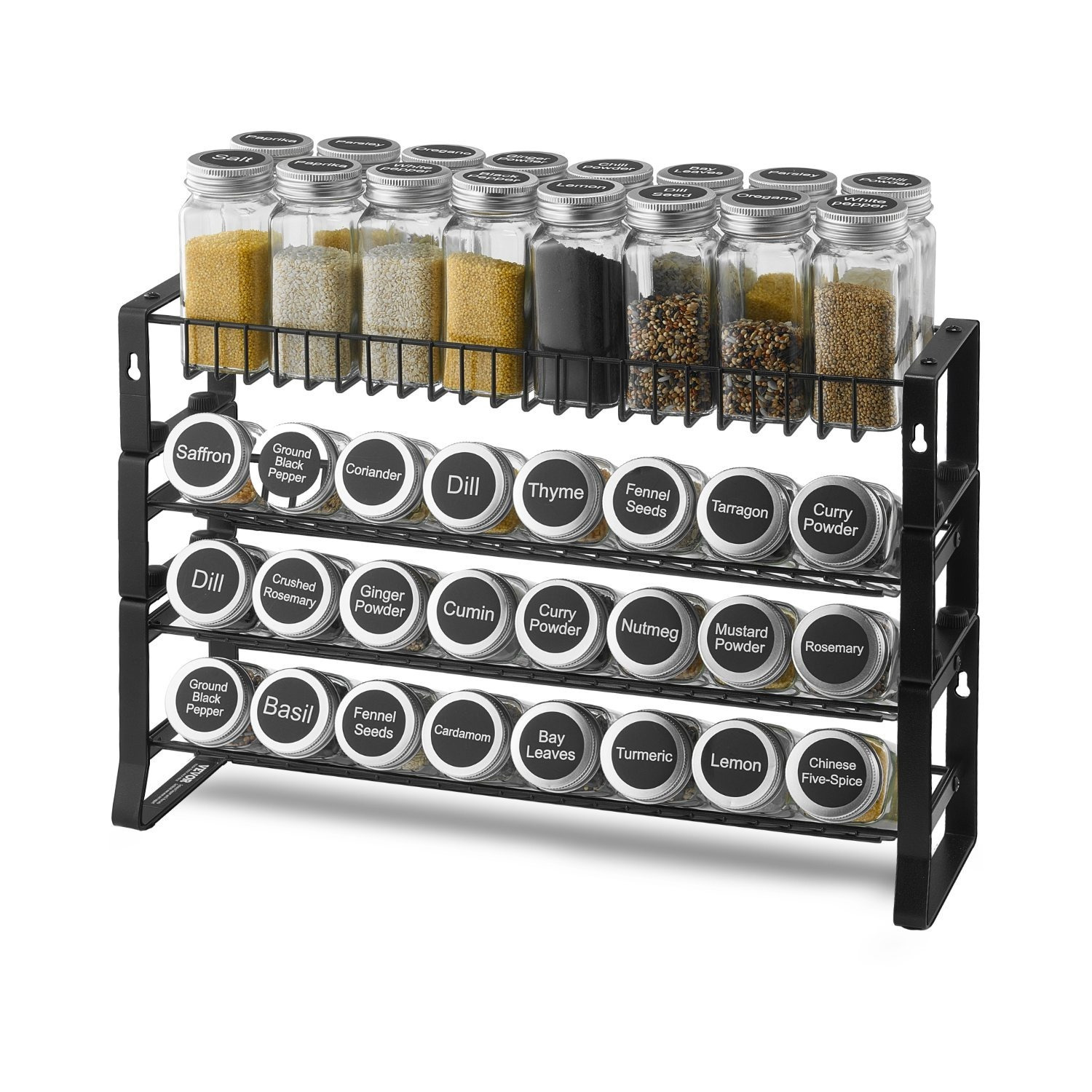 Image of Vevor Detachable Spice Rack Organizer For Cabinet, 4 Tie Stackable Seasoning Organizer, Spice Jars Kitchen Storage For Countertop Kitchen Pantry Cupboard, 15.8x10.7 In