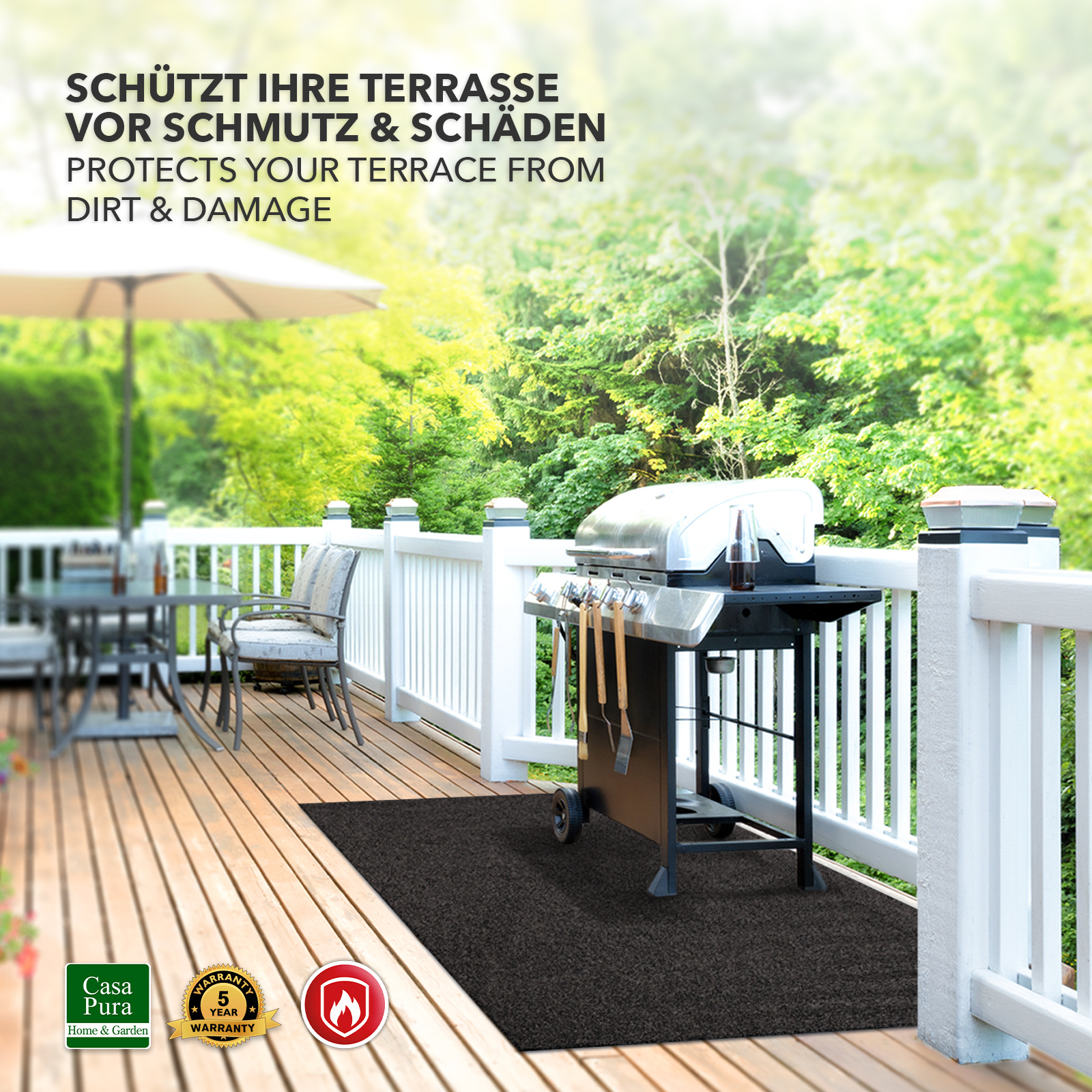 E-shop BBQ-Matte – Feuerfeste Grillunterlage & Bodenschutzmatte für Terrasse, Balkon und Garten