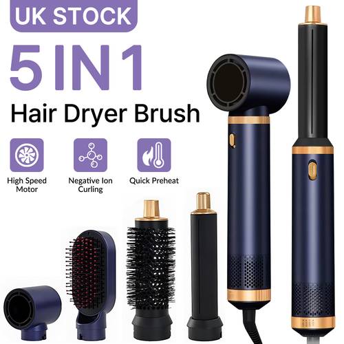 5 in 1 hot air brush for fine hair hair dryer brush ceramic curling straightening styler with 3 heat settings auto shut off volumizing anti frizz busy use great gift for women mum wife