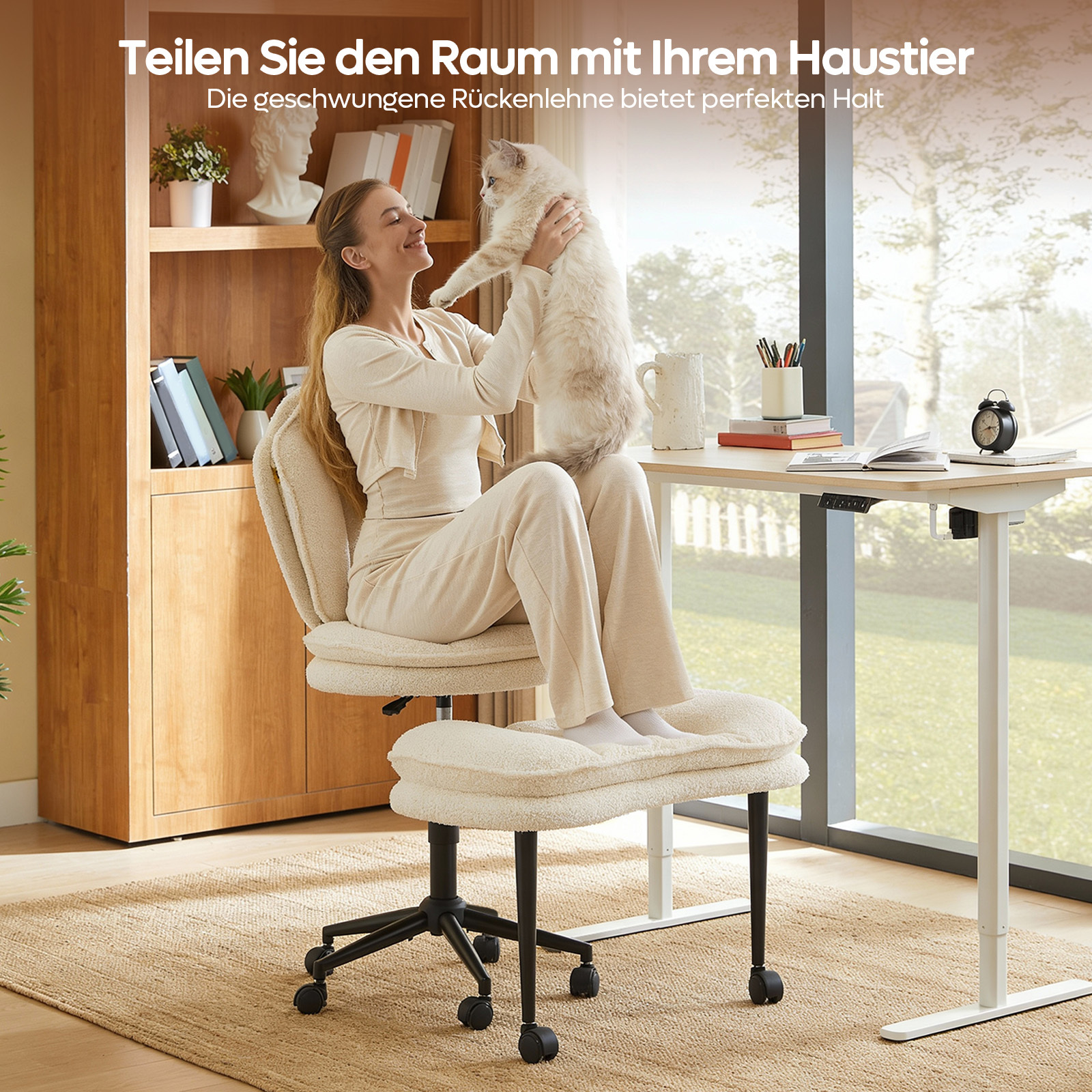 Image of Office Chair With Legs, Cloud Desk Chair With Lumbar Support, Height-adjustable Swivel Chair, Yoga Chair, Kneeling Chair