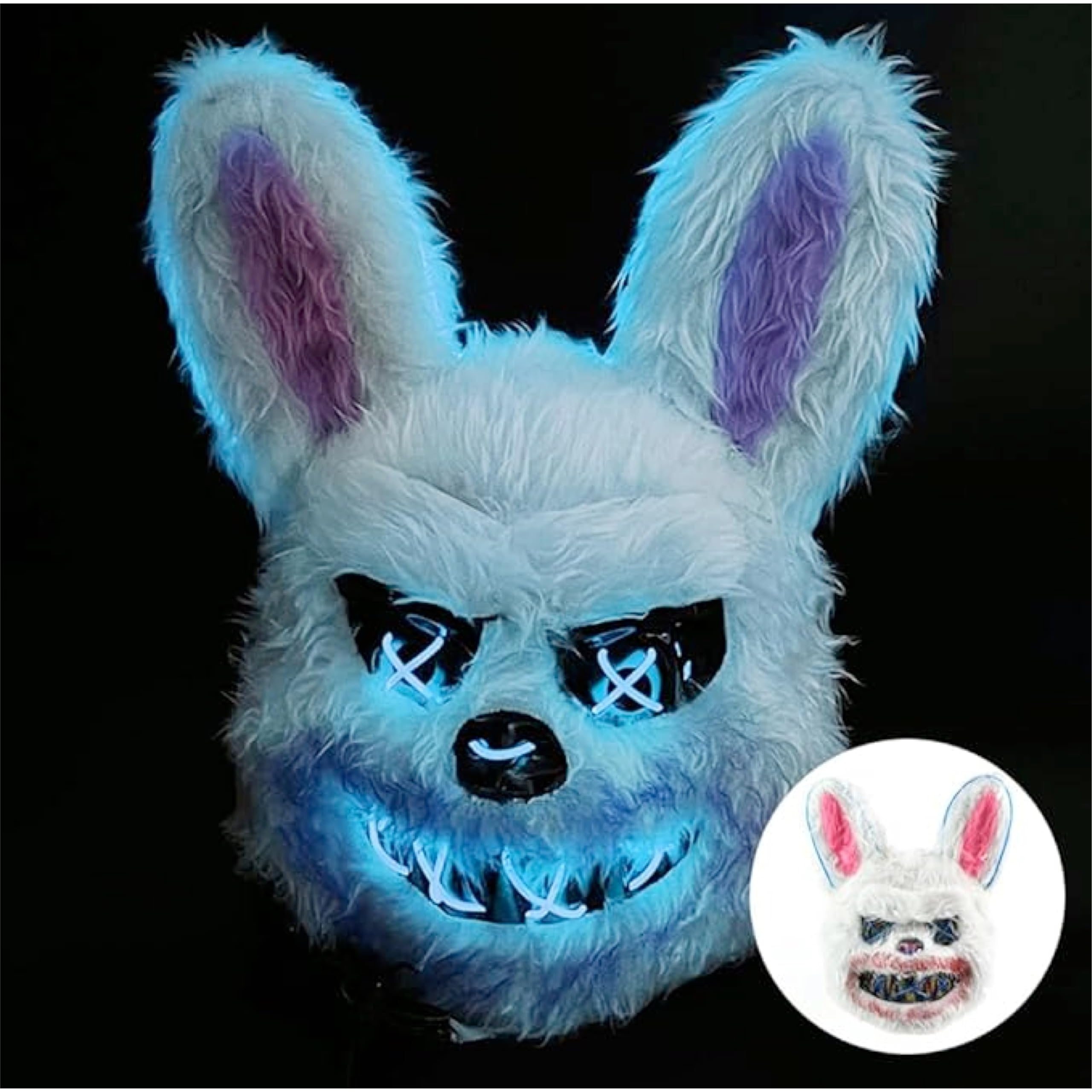 Image of Tk Horror Bunny Led Scary Mask - Controllable, Glowing Face, For Halloween, Mardi Gras & Carnival As Costume For (led Horror Bunny)