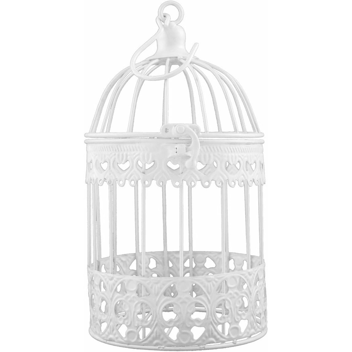 Image of White Vintage Metal Decorative Cage – 26cm Shabby Chic Lantern For Weddings, Table Decor & Garden – Nostalgic Aviary For Candles & Plants – Unique Gift Packaging & Wedding Decor