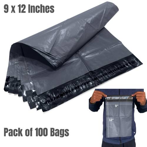 100 pcs of grey parcel bags 9 x 12 229 x 305mm self seal grey mailer bags 9x12 postage bags courier mailer plastic parcel envelopes shipping bags waterproof and tear proof postal mailer courier bag