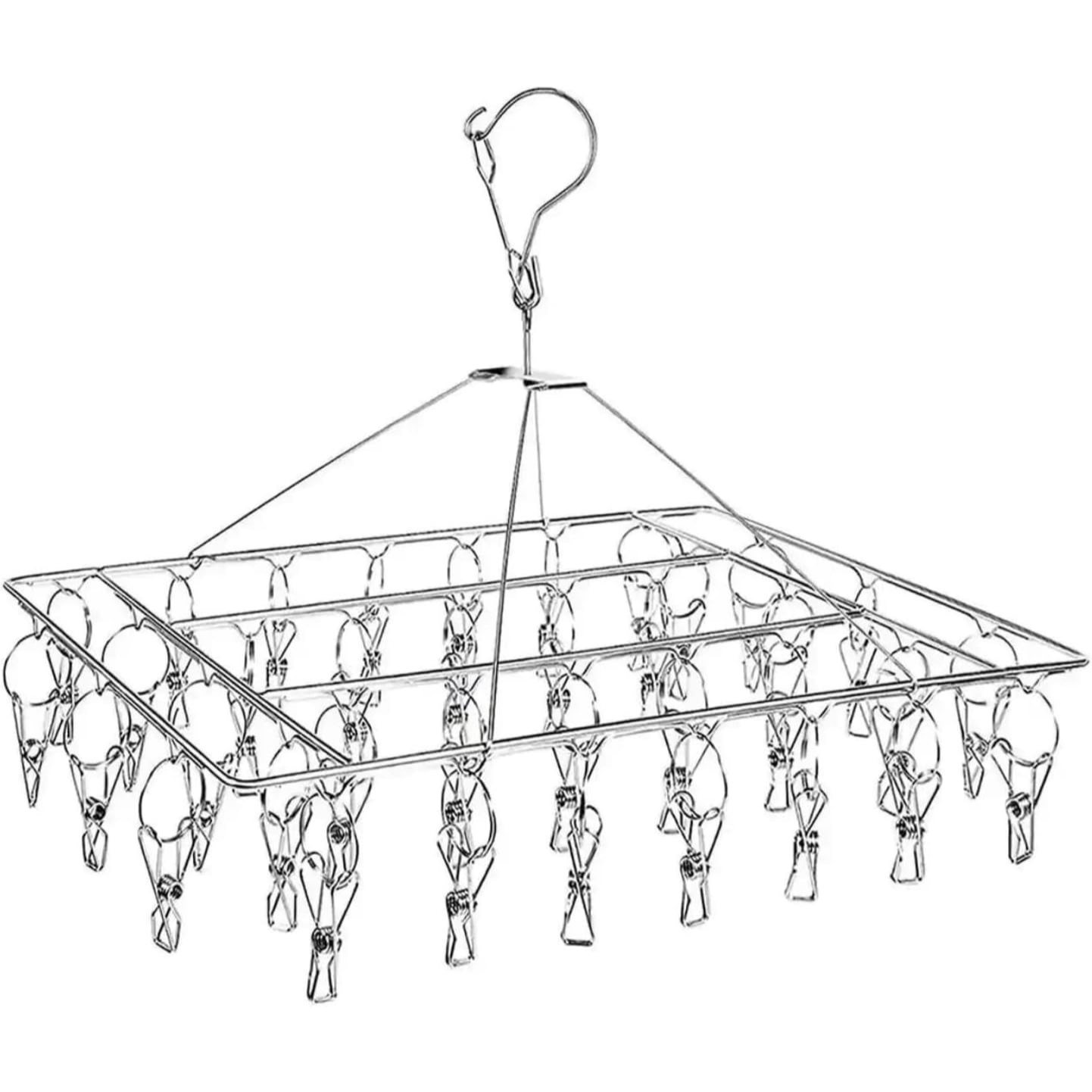 TEMU Stainless Steel Sock Dryer With 36 Clothes Pegs, Swivel, Windproof Hanger For Socks, Underwear, Bras, Baby Clothes, Nappies, Towels, Gloves -