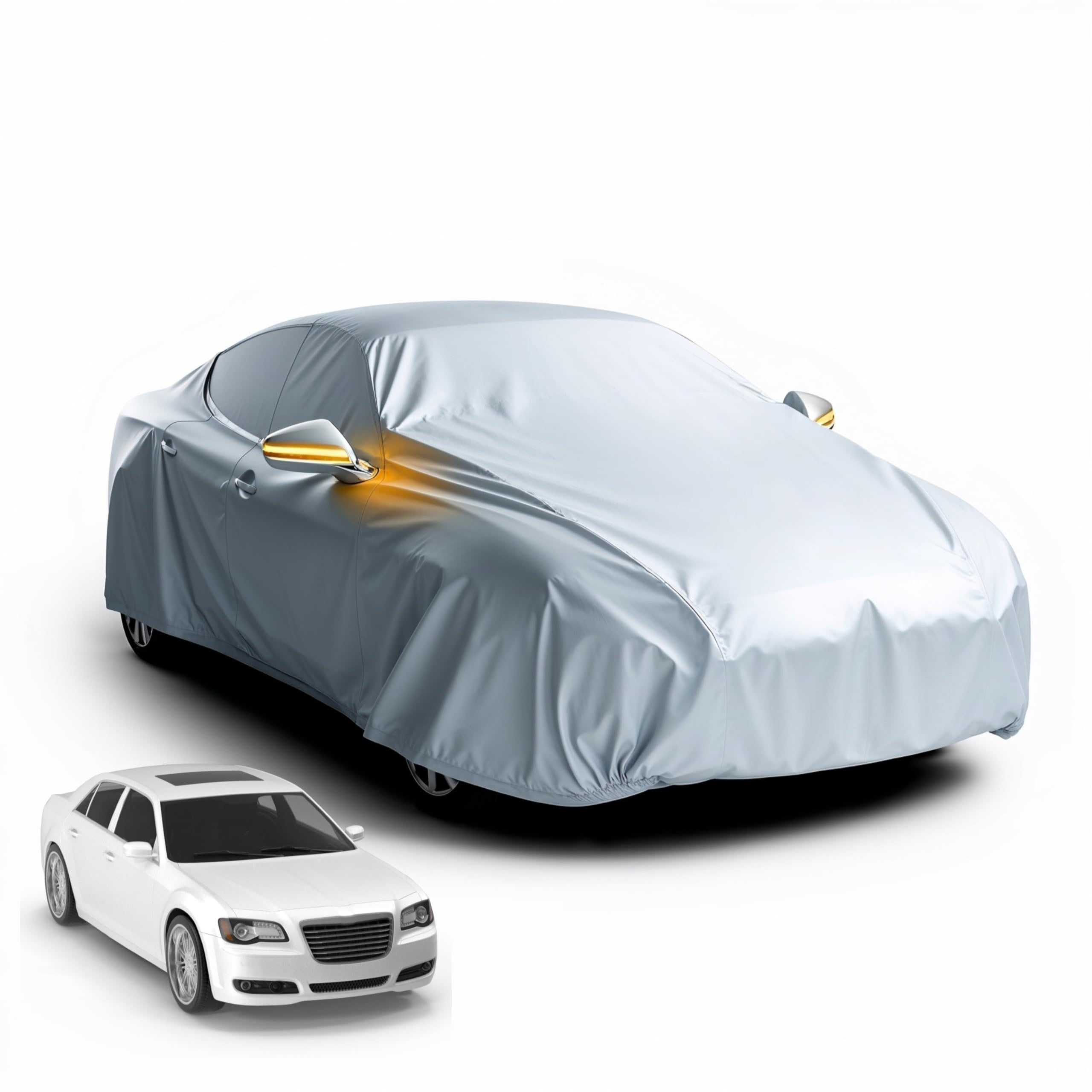 E-shop TK Universale Autoschutzhülle - Autoabdeckung - wasserdichte Autoplane für PKW/KFZ – Car Cover in Silber für umfassenden Schutz