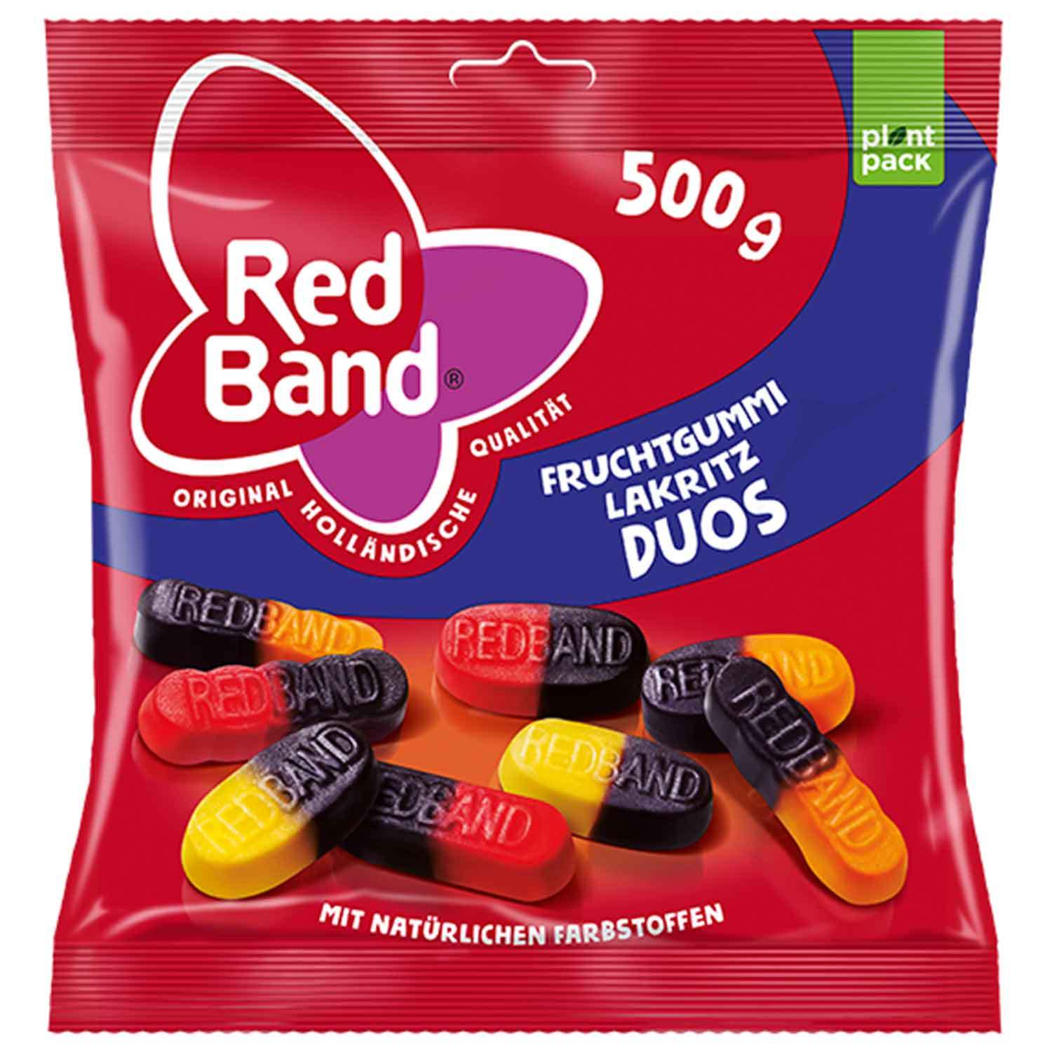 Red Band Fruit Gum Licorice Duos 500g