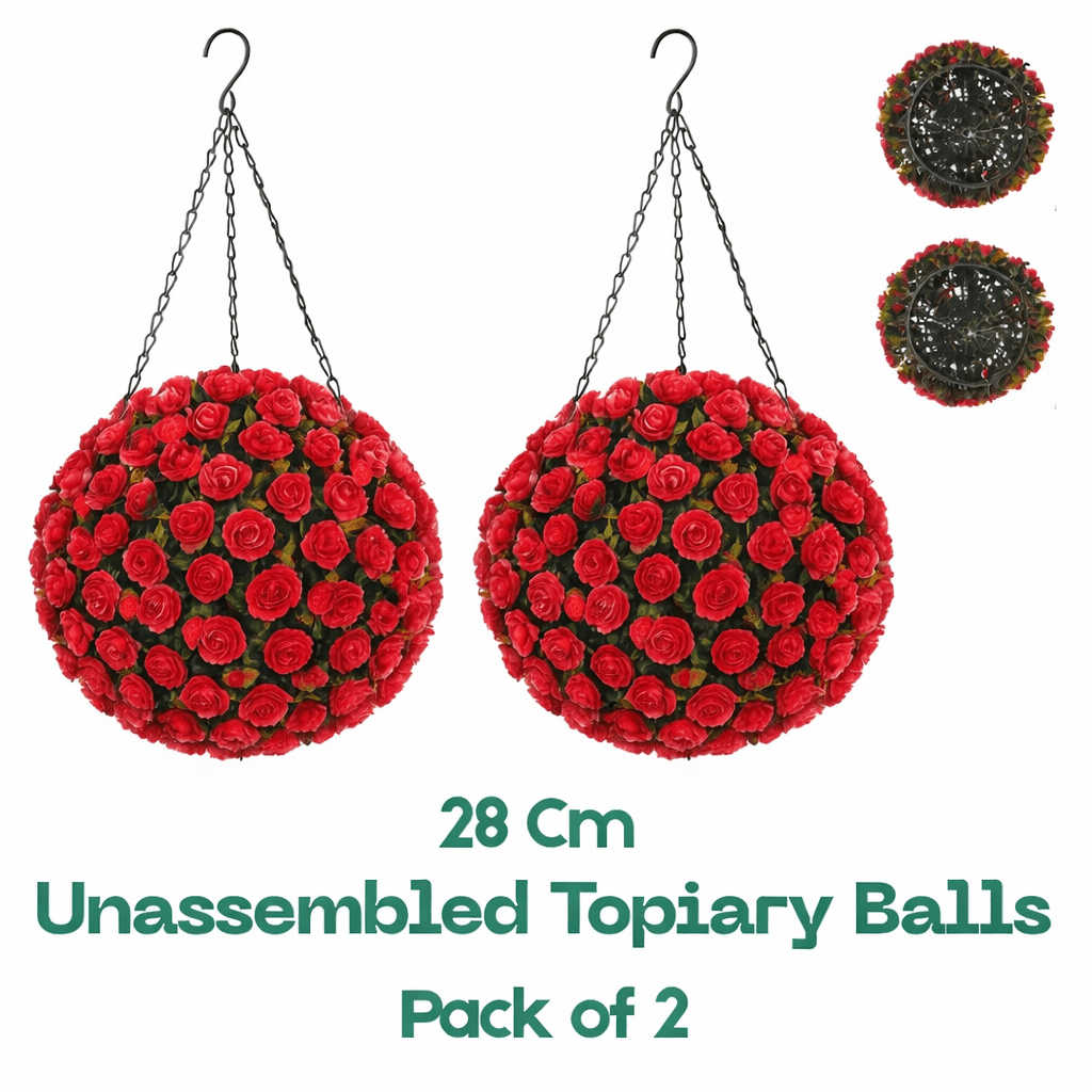TEMU Parkland® Pack Of 2 28cm Topiary Balls - Artificial Boxwood Sphere, Uv Protected, No Maintenance Fake Leaf, Easy To Assemble Hanging Balls For