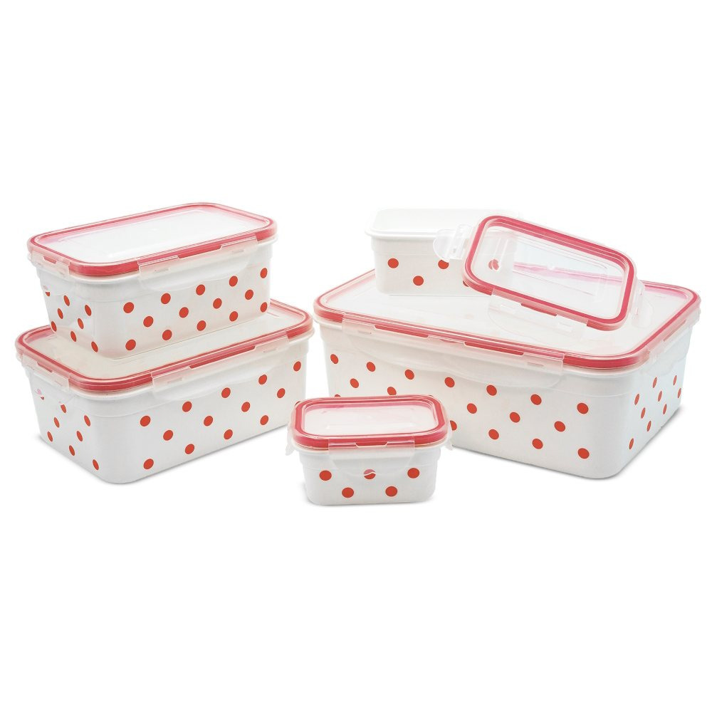Image of Fresh-keeping Container Set With Dots, 10-piece