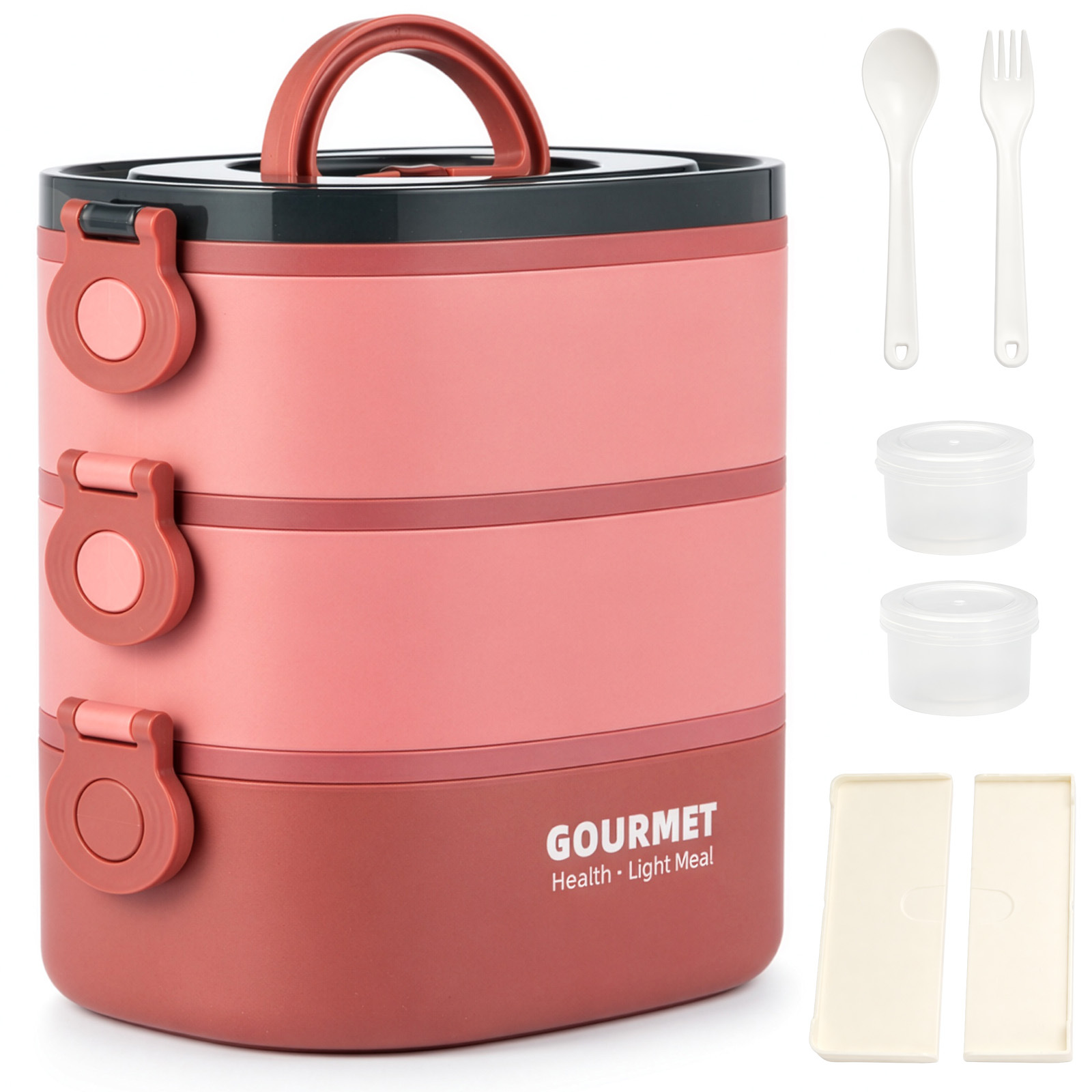 Image of Stackable, Portable 2.6l Bento Box – 3-tier Leak-proof Lunch Container With Spoon