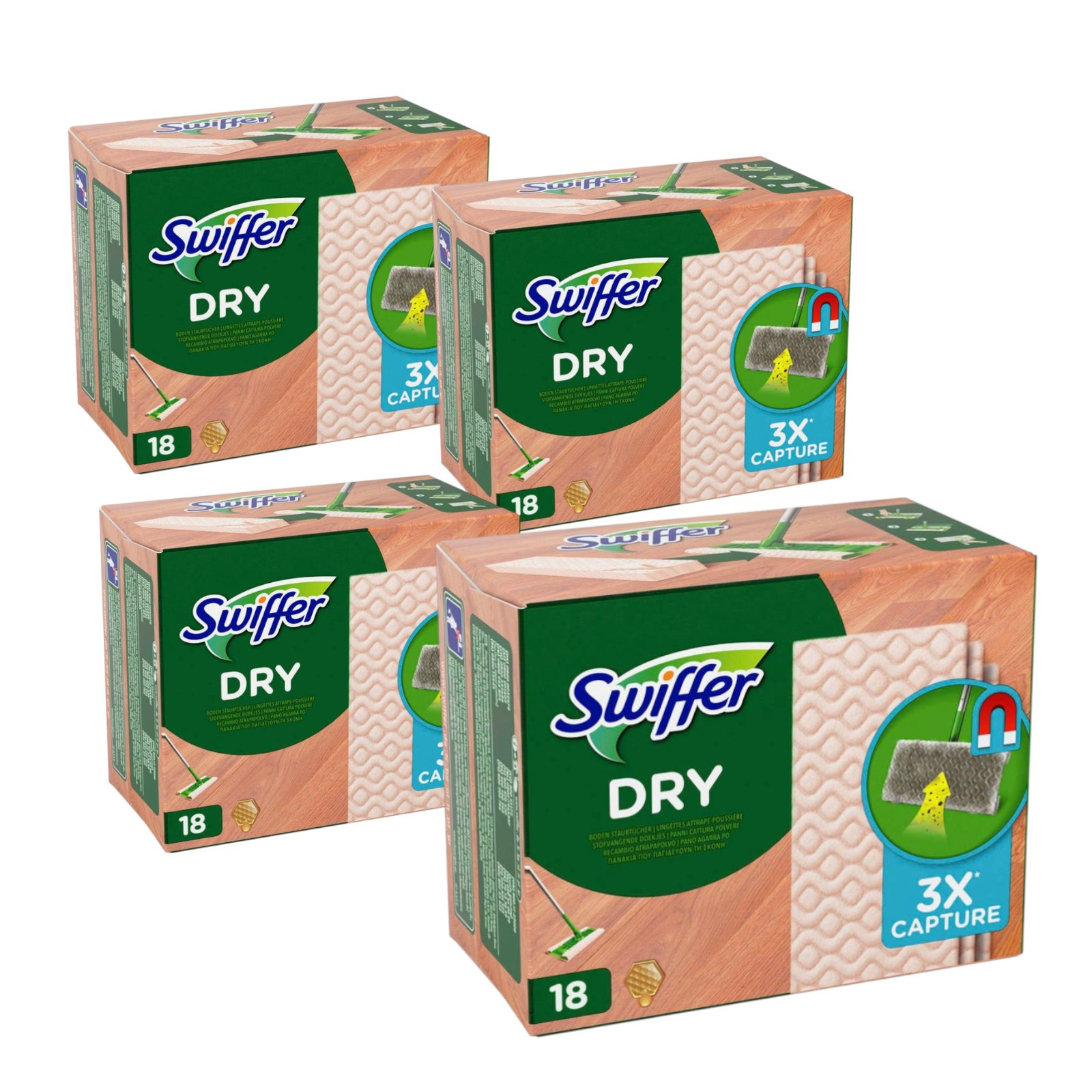 Swiffer Hardwood Floor Cloths 18 Dry Wipes With Beeswax (4-pack)