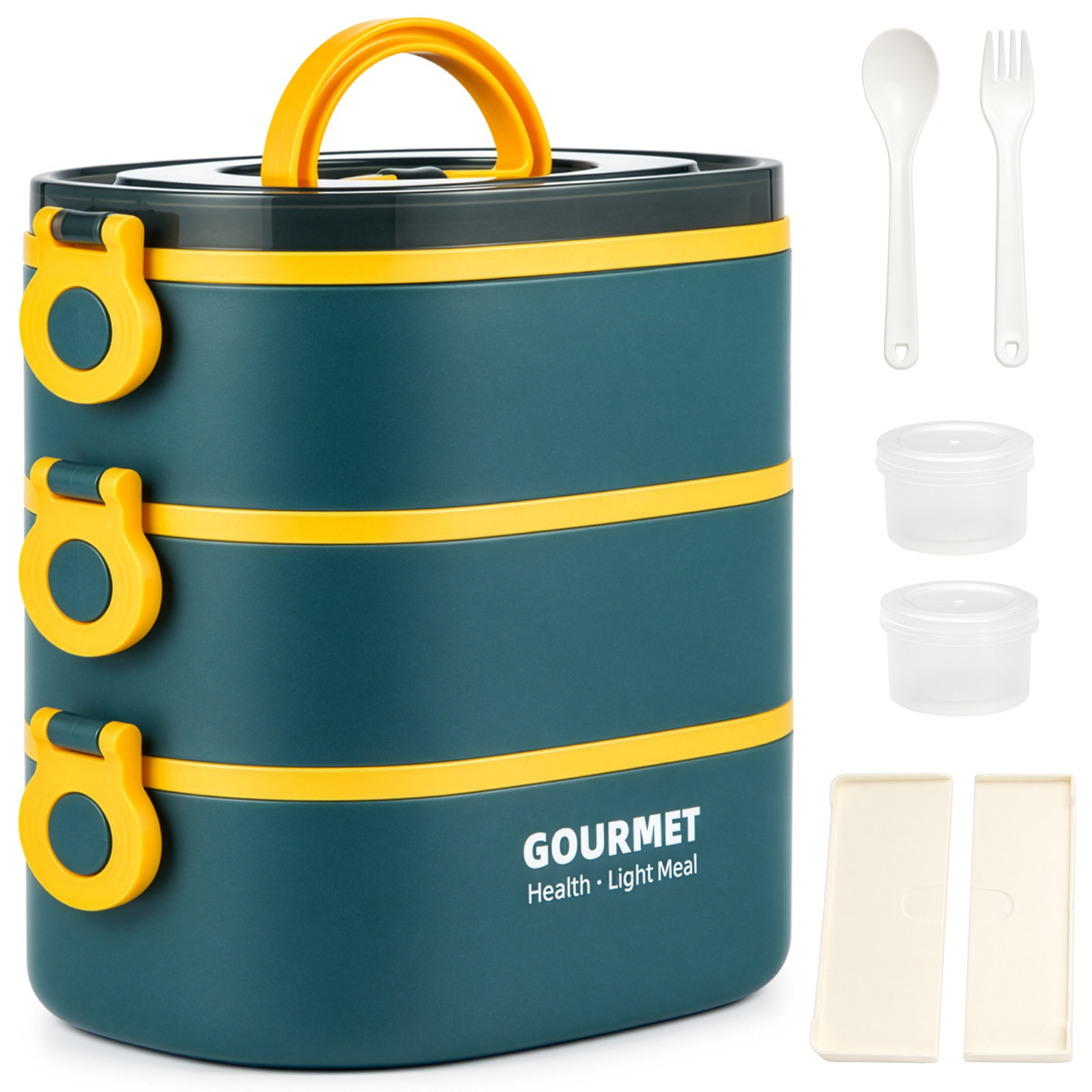 Stackable, Portable 2.6l Bento Box – 3-tier Leak-proof Lunch Container With Spoon