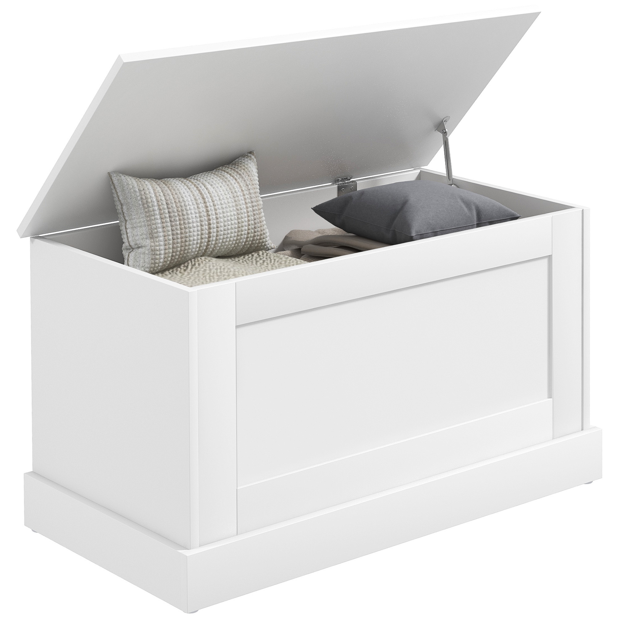 TEMU HOMCOM Coffre de rangement, coffre à jouets en bois, avec charnière de sécurité, pour salon, entrée, 80 x 40 x , blanc