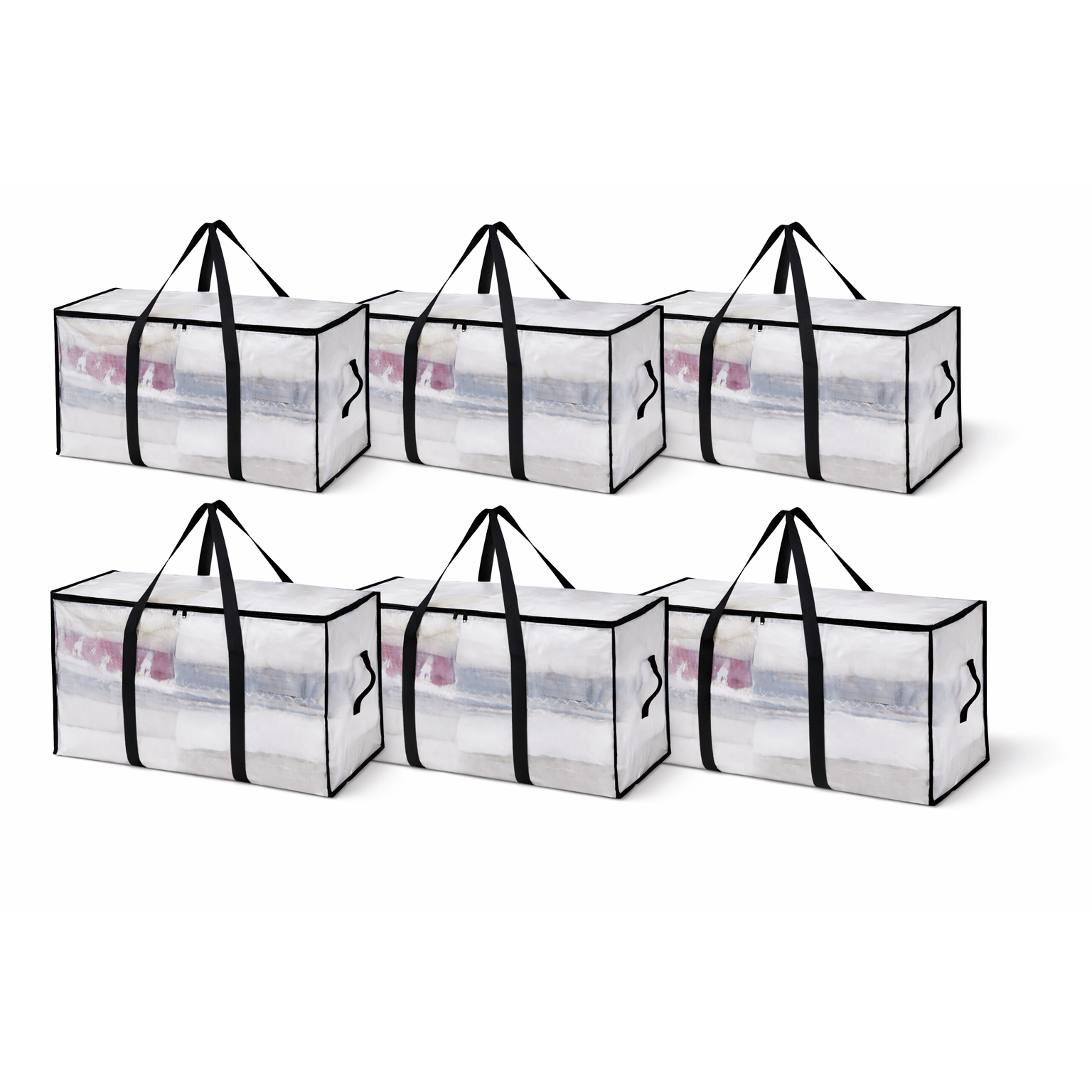 TEMU Pack Of 6 Large Moving Boxes & Storage Bags – Oversized Packing Bags With Straps, Zippers & Handles 90l Capacity