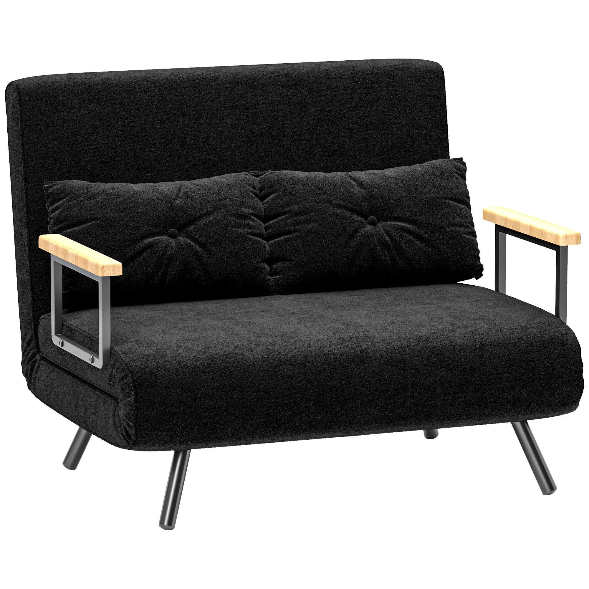 TEMU Canapé convertible 2 places 4 en 1, canapé-lit avec réglable sur 5 niveaux, 2 coussins et siège rembourré, tissu effet velours, pour salon,