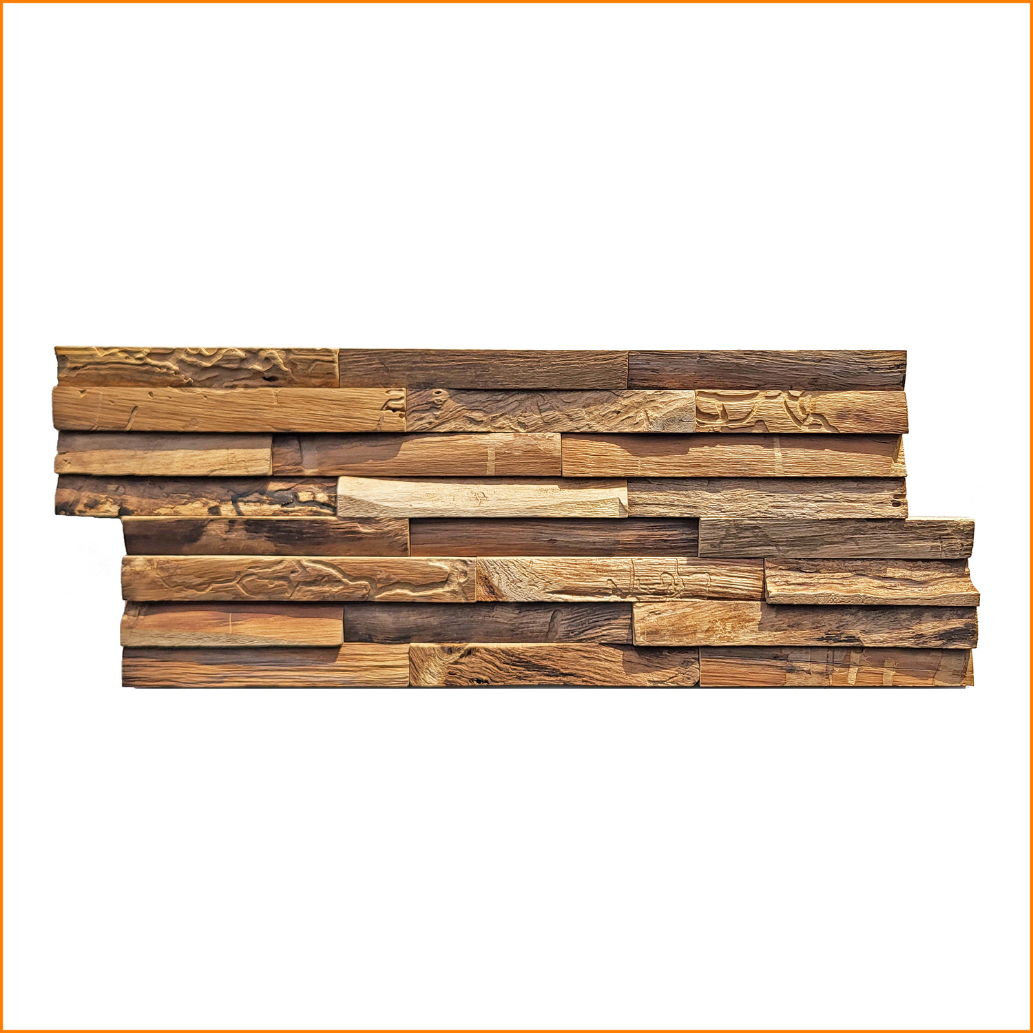 E-shop Teak Wandpaneele HO-006 – Echtholz Wandverkleidung aus recyceltem Teakholz – 50x20 cm Holzpaneele