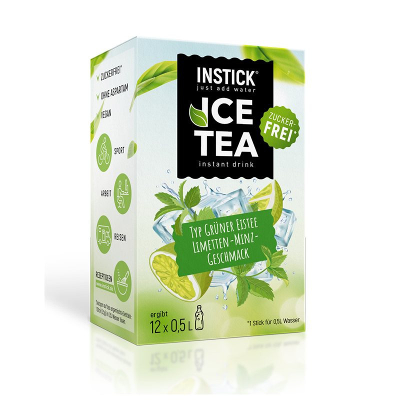 Image of Instick Green Iced Tea Lime & Mint (green Tea Extract) - Low-calorie Beverage Powder - Instant Powder For 12 X 0.5 L
