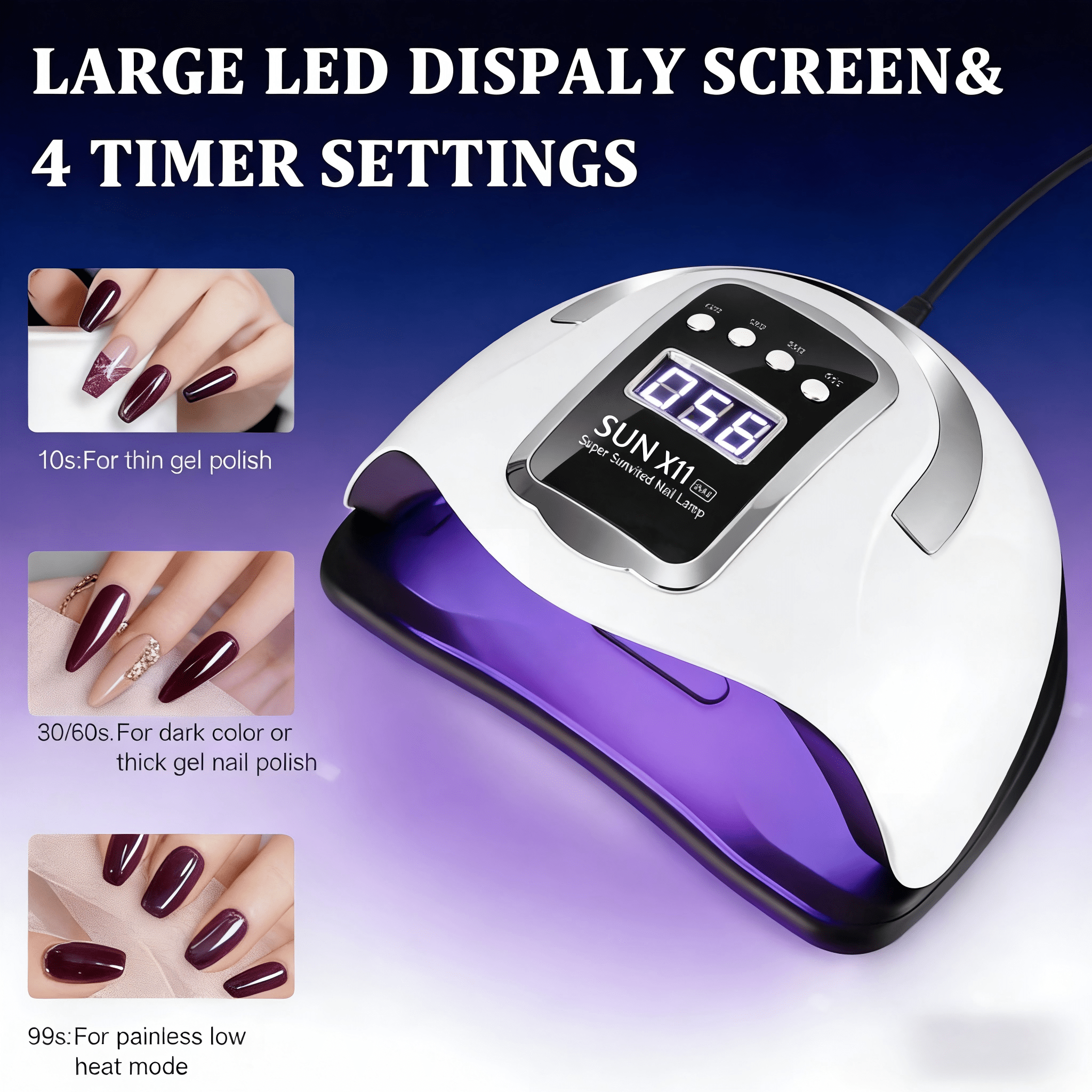 led uv nail lamp   70 led bulb nail lamp lcd display sensor detachable base uv lamp for gel nails nail dryer white led nail lamp uv lamp for   nails gift for girls     gift christmas gift halloween gift