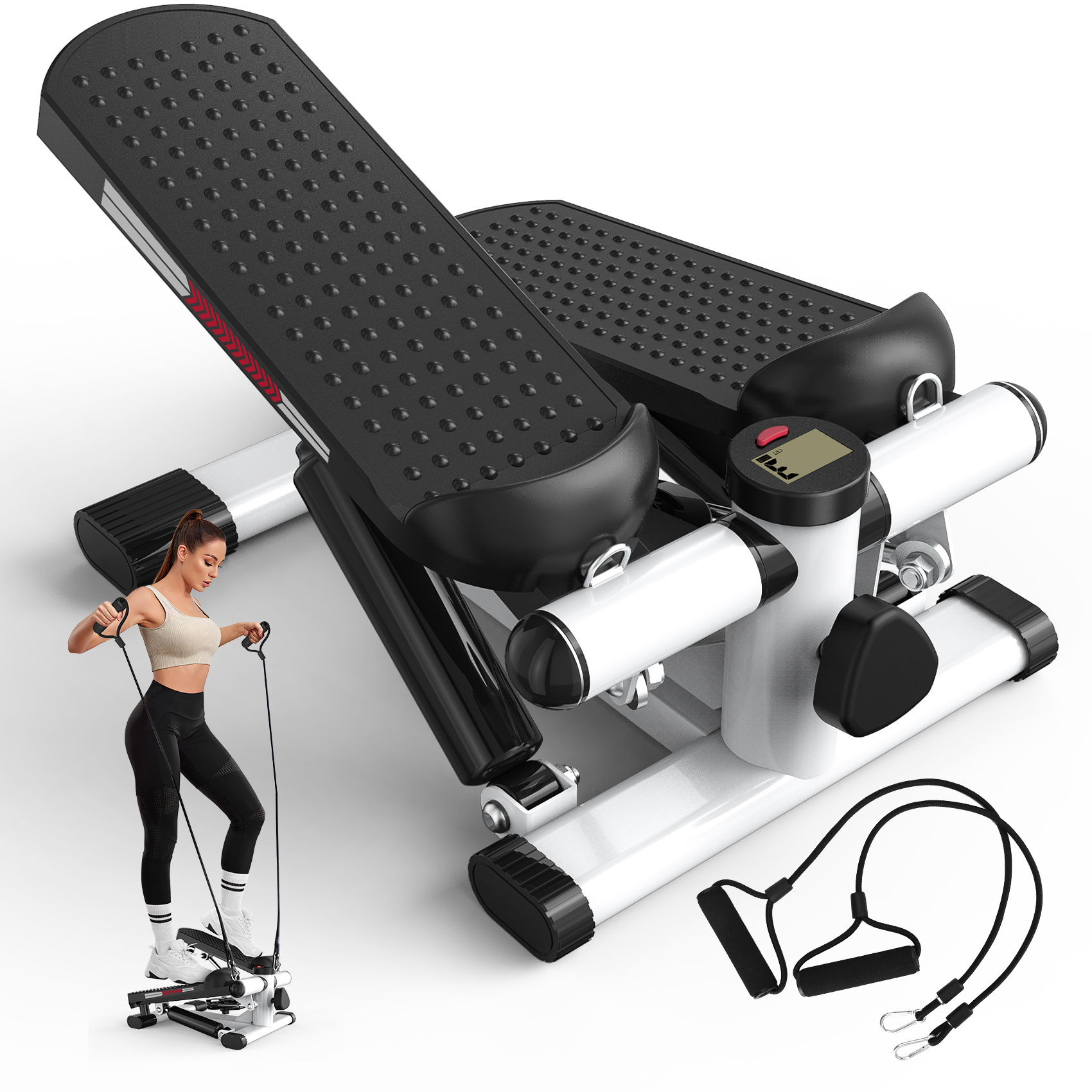 Jasport St1 Mini Stepper For Home, 2-in--down Swing Stepper With , Lcd Display, Adjustable Resistance, Leg And Arm Training, Quiet And Compact, Load 100 Kg