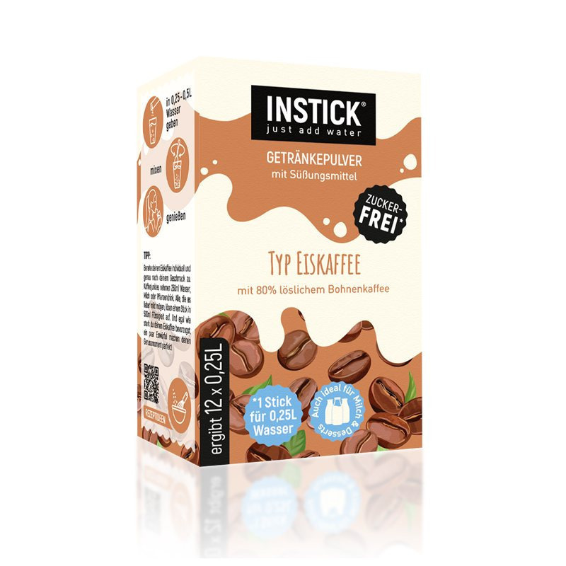 Instick Iced Coffee Type - Low-calorie Beverage Powder - Instant Powder For 12 X 0.25 L