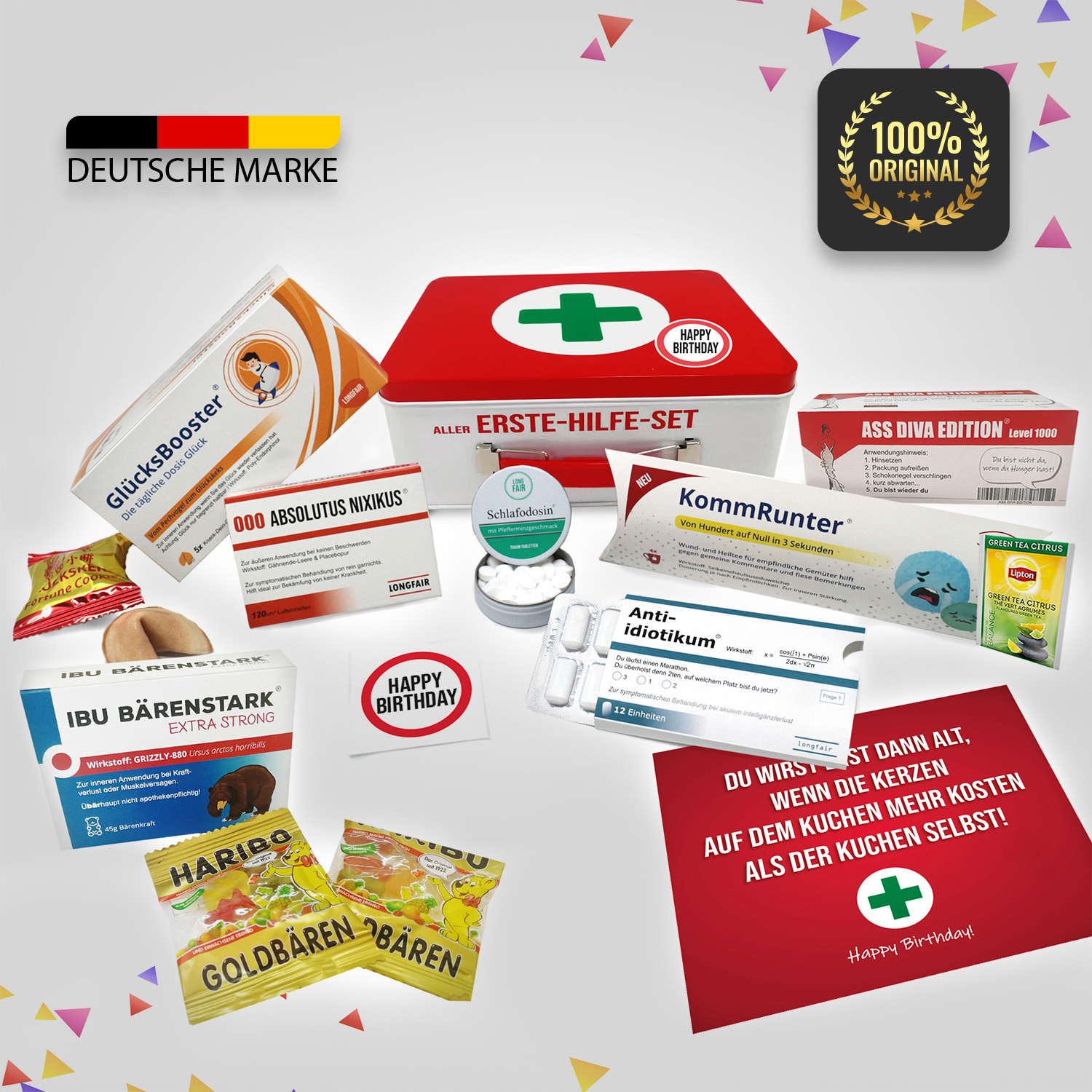 E-shop Aller Erste Hilfe Set Geschenk-Box, witziger Lebensmittelgeschenkkorb | Das Original | Scherzartikel zum Geburtstag