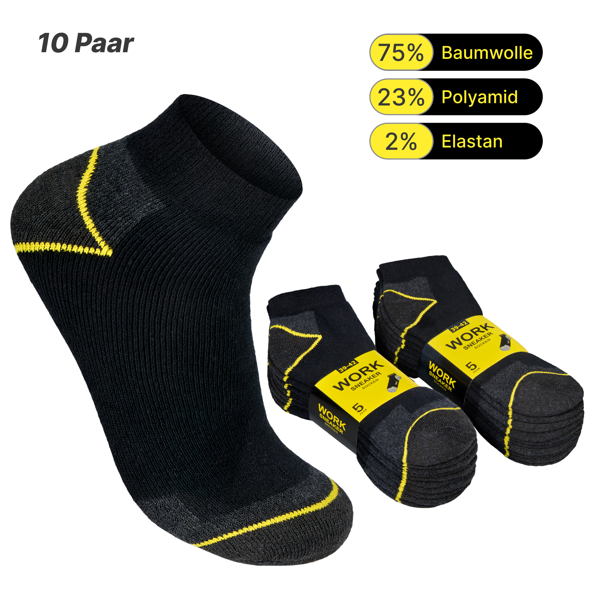 Work (10 Pairs) Men's Work Socks With