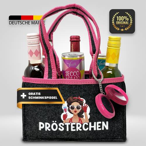 funny womens handbag mirror carrying bag made of felt for 6 bottle cans sparkling wine wine jga birthday